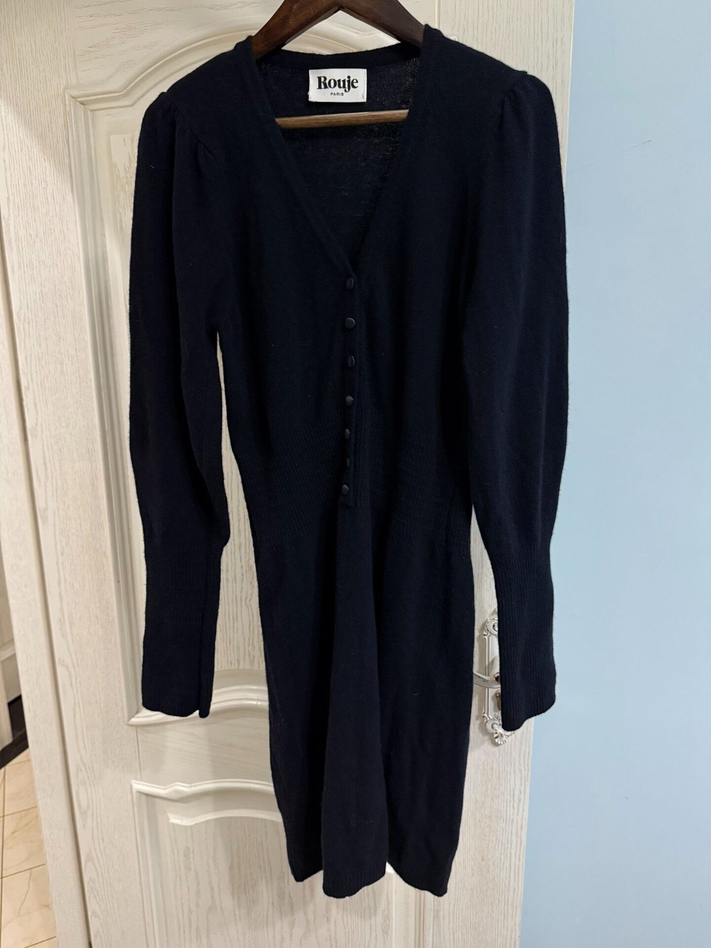 Rouje Knit Wool Dress in Dark Blue