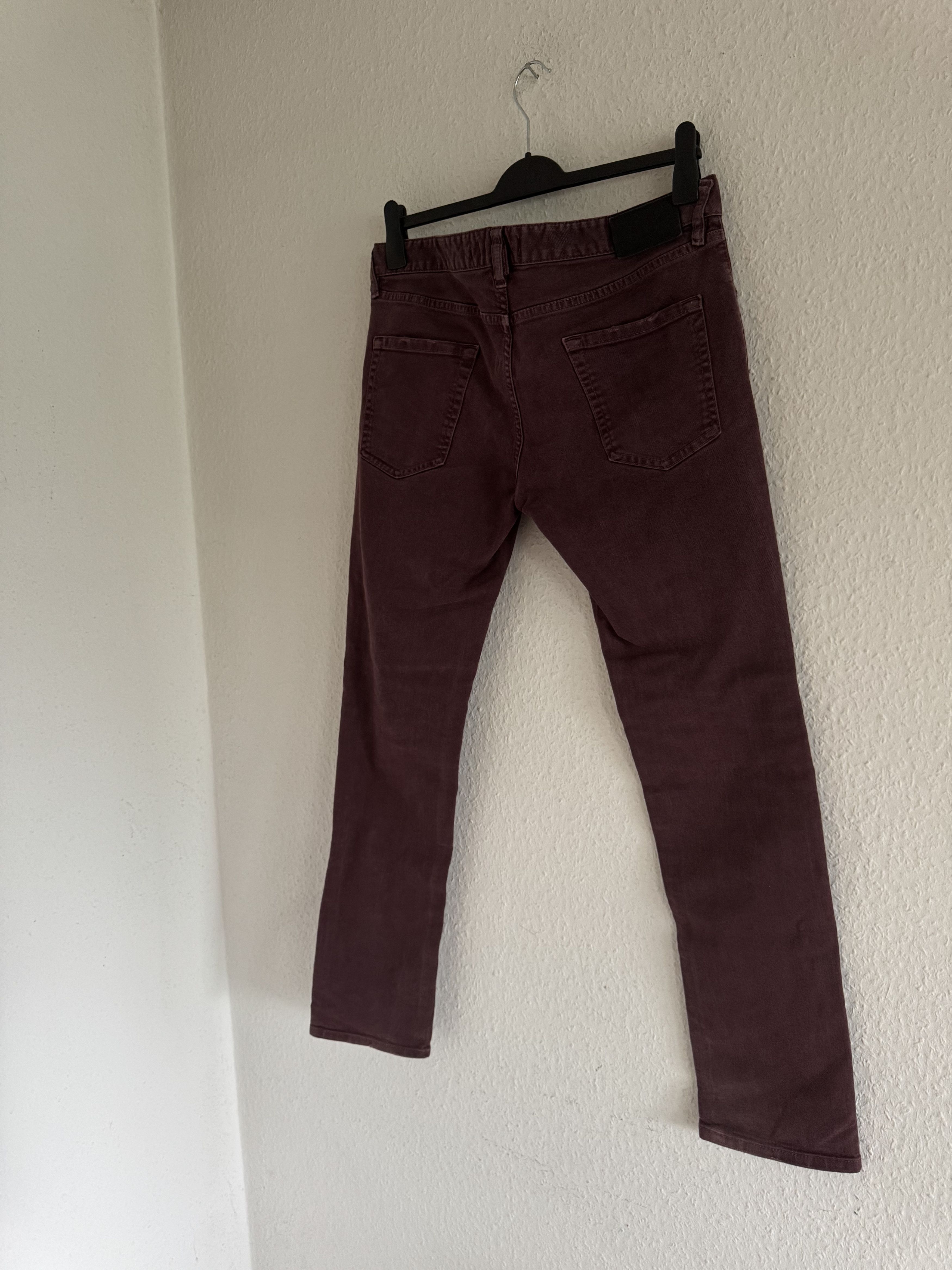 Just Cavalli Burgundy Distressed Slim Jeans Size US 33 - 12 Thumbnail