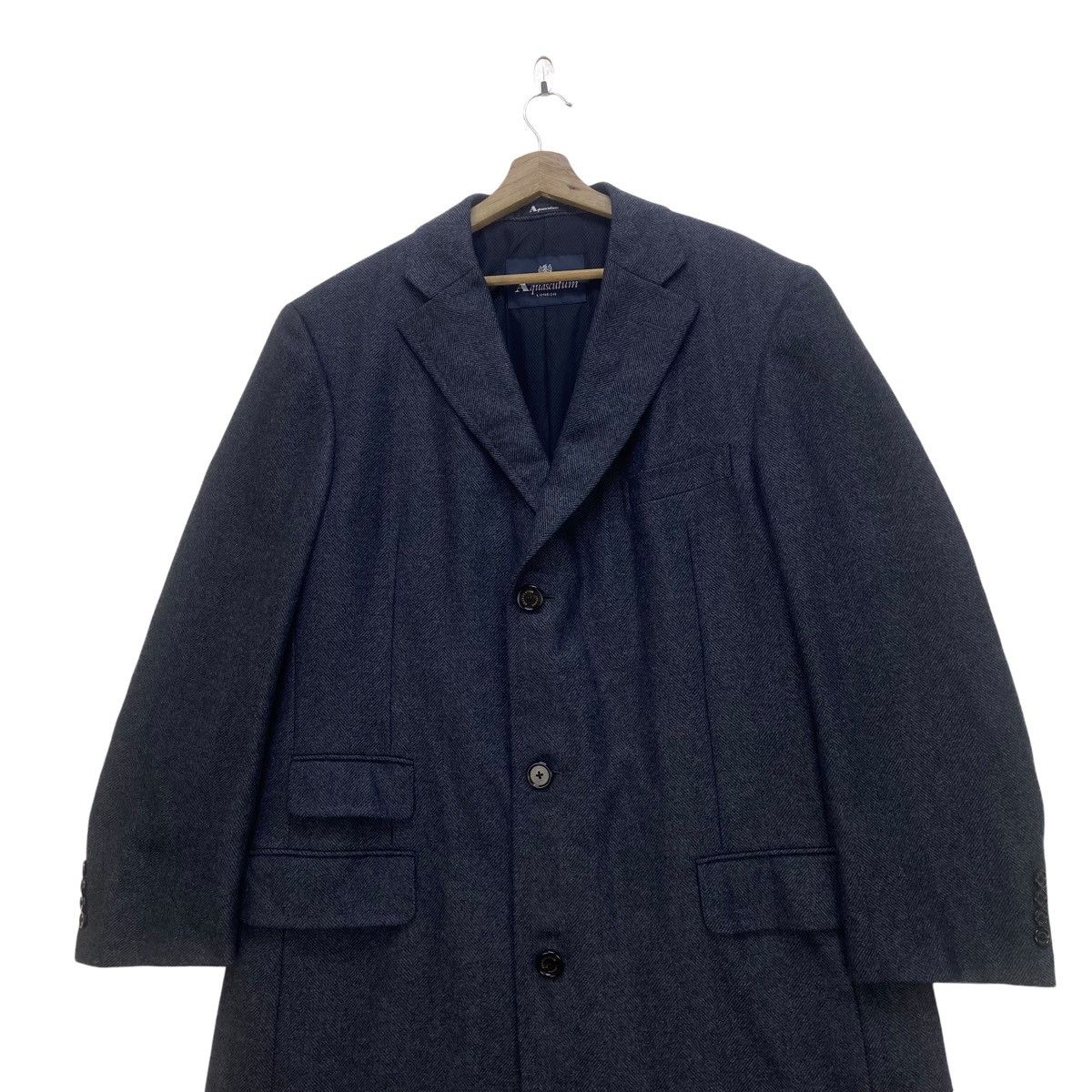 Aquascutum Vintage Aquascutum London Herringbone Wool Long Coat Size US L / EU 52-54 / 3 - 3 Thumbnail
