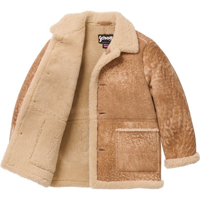Schott × Supreme Supreme®/Schott® Shearling Coat Tan FW25 Sheepskin Size XL Size US XL / EU 56 / 4 - 1 Thumbnail