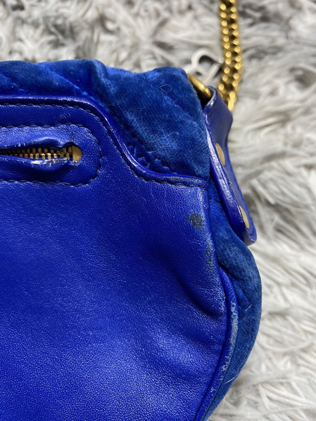 Balenciaga × Vintage Balenciaga Blue Velvet Belt Bag with Chain — Iconic Style Size ONE SIZE - 9 Thumbnail