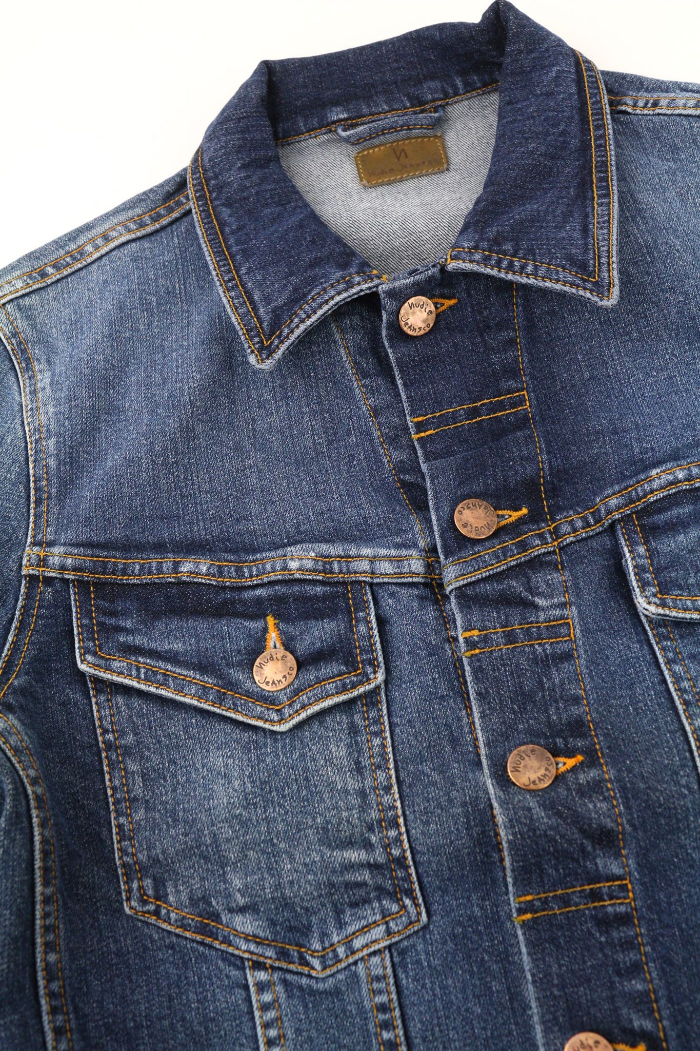 Nudie Jeans PERRY EXCELLENT BLUE S Denim Unlined Stretch Jacket 80810 Size US S / EU 44-46 / 1 - 6 Thumbnail