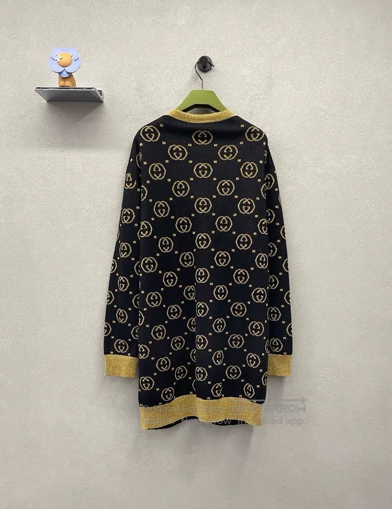 Gucci Gucci Double G full-print V-neck long-sleeved knitwear coa Size L / US 10 / IT 46 - 2 Thumbnail