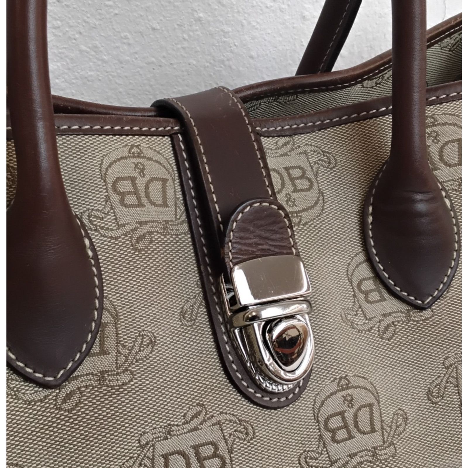 Dooney & Bourke Dooney & Bourke Jacquard Satchel Bag Brown DB Logo Canvas Size ONE SIZE - 6 Thumbnail