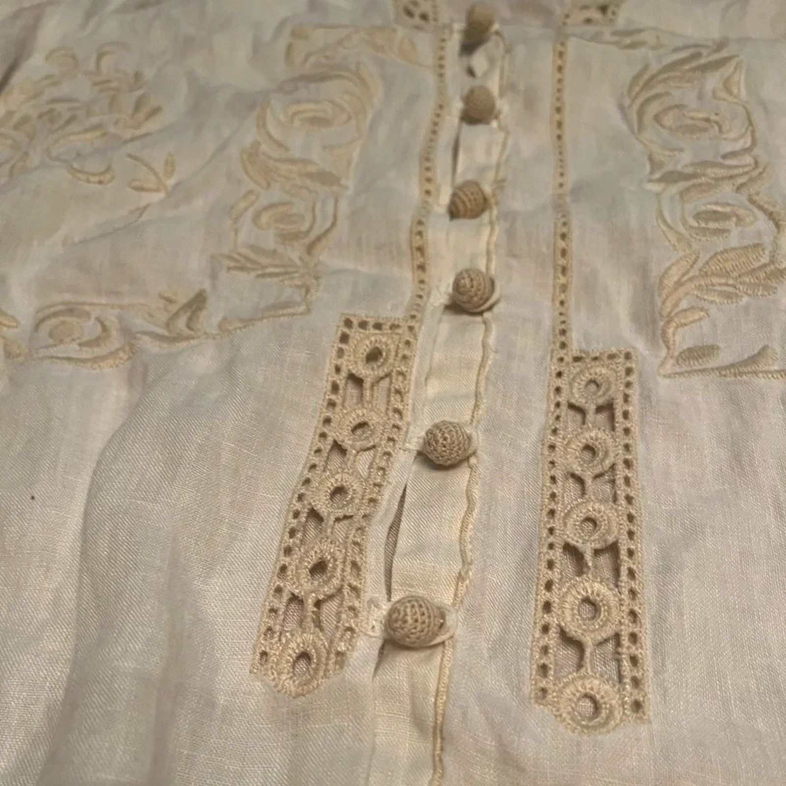 J. Jill J Jill 100% linen, long sleeved embroidered blouse, size Med Size M / US 6-8 / IT 42-44 - 10 Thumbnail