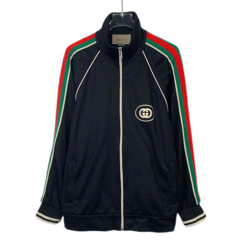 Gucci Gucci Black striped logo printed stand-up collar zipper jac Size US M / EU 48-50 / 2 - 1 Thumbnail
