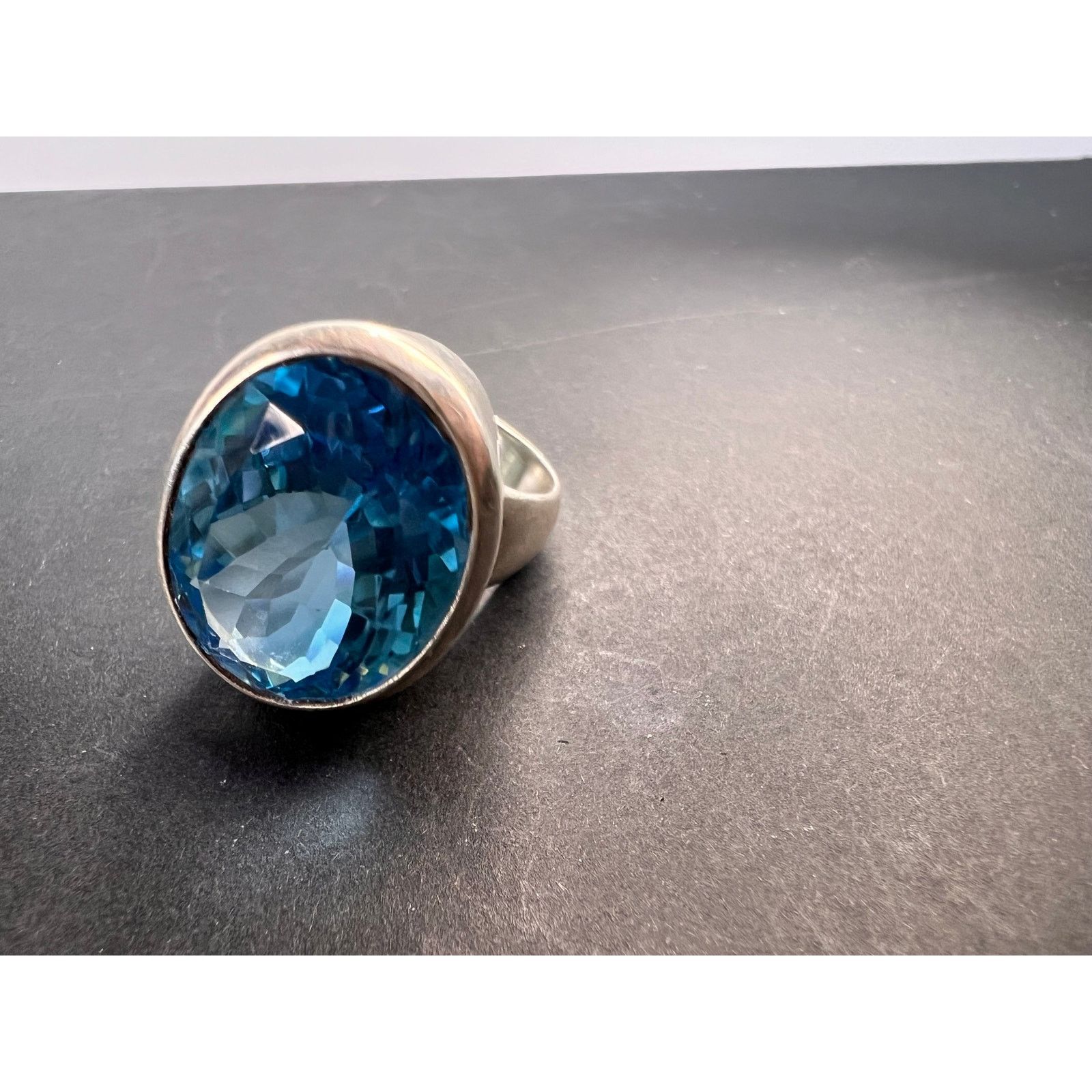 Other NEW Blue topaz sterling silver ring size 7.5 / 12.43 grams Size ONE SIZE - 11 Thumbnail