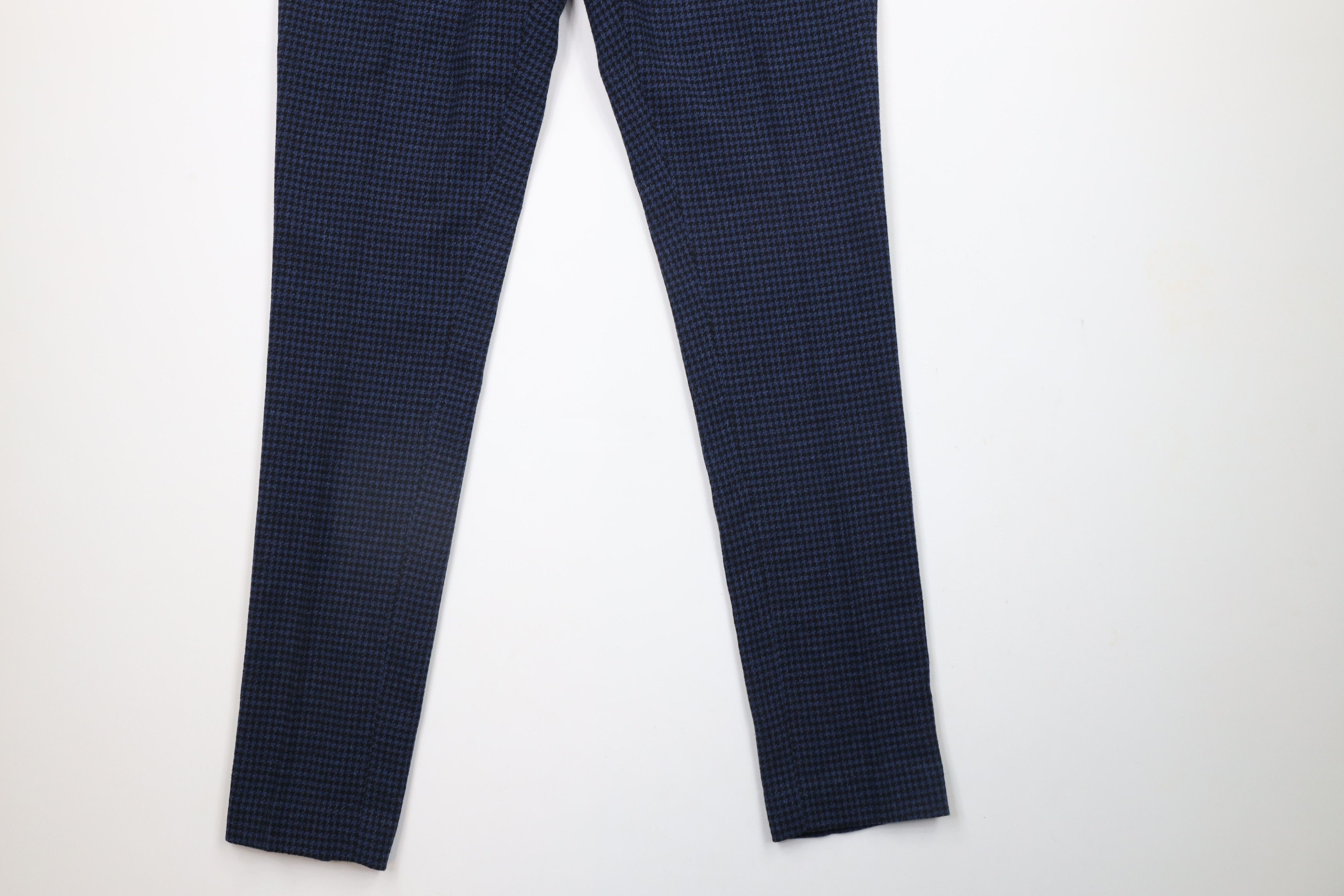 Asos × Vintage ASOS Wool Blend Houndstooth Skinny Leg Chino Pants Blue Size US 32 / EU 48 - 4 Thumbnail