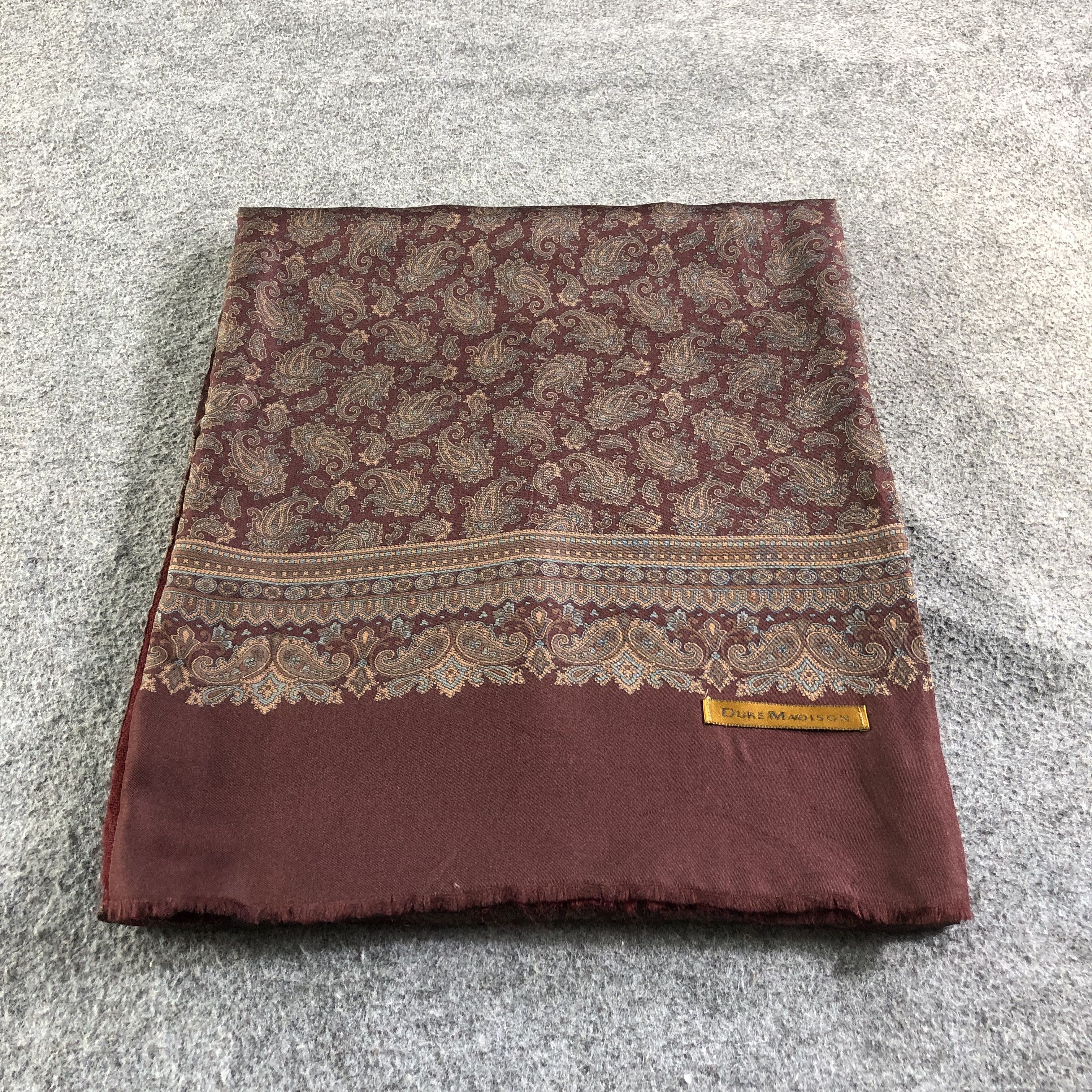 Japanese Brand Duke Madison Silk Wool Paisley Scarf Muffler V1810 Size ONE SIZE - 3 Thumbnail