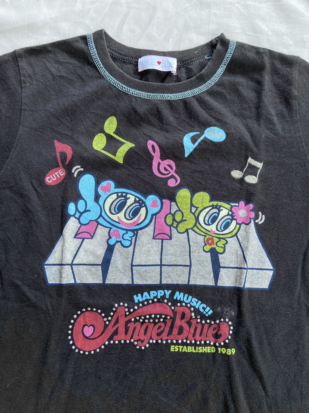 Angel Blue Y2K ANGEL BLUE HAPPY MUSIC TEE Size US XS / EU 42 / 0 - 4 Thumbnail