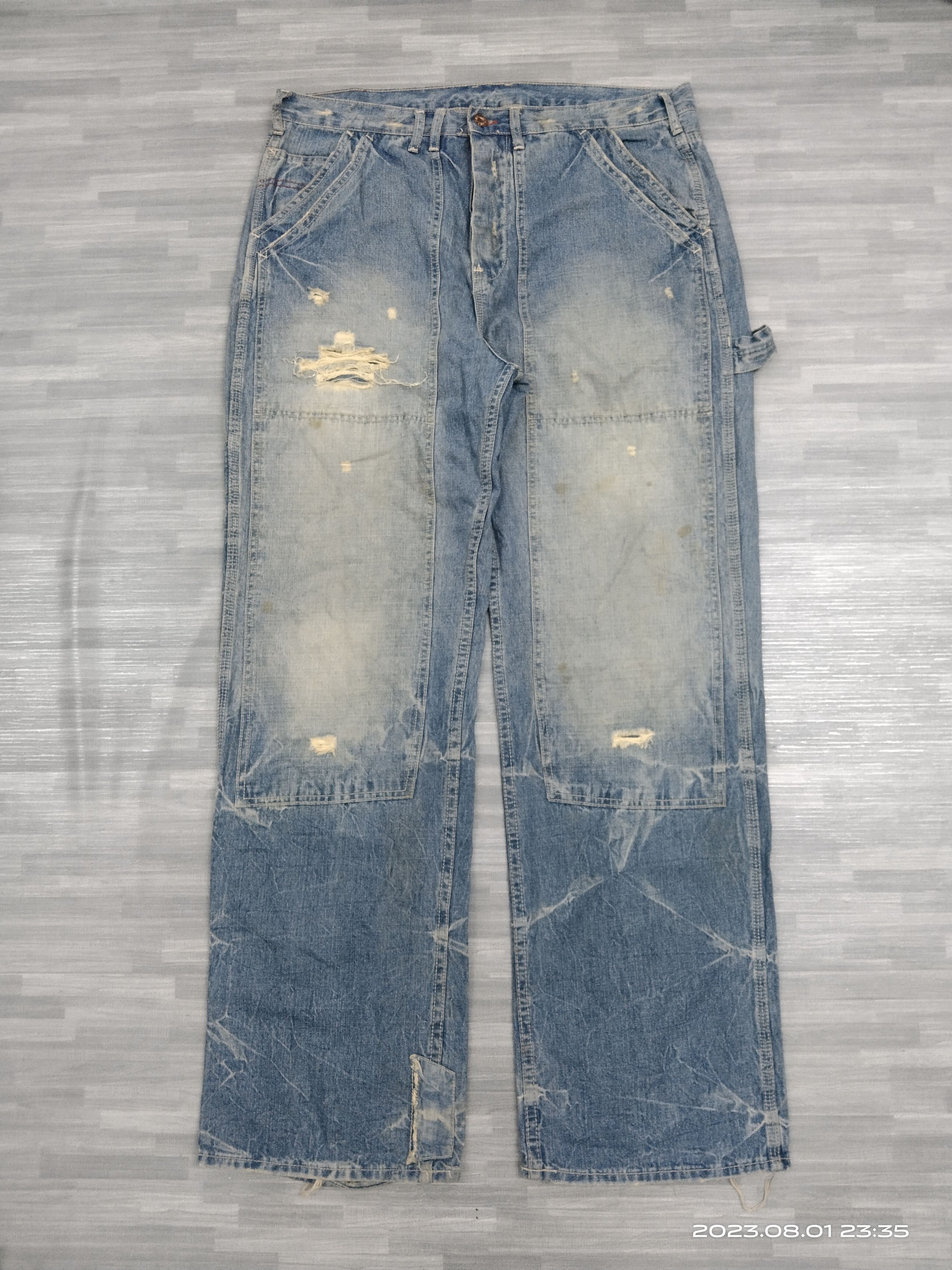Japanese Brand SiCK DOUBLE KNEE A.N.B.A.L DENIM PANTS Size US 36 / EU 52 - 2 Thumbnail