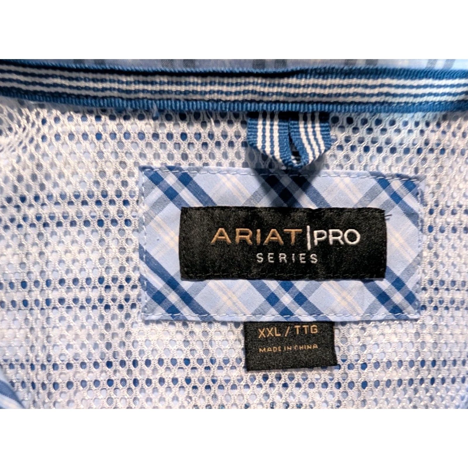Ariat Ariat Pro Series Shirt XXL Blue Check Long Sleeve Western Cowboy Work Shirt Men Regular Size Blue Check Pattern Western Shirt Size US XXL / EU 58 / 5 - 3 Thumbnail