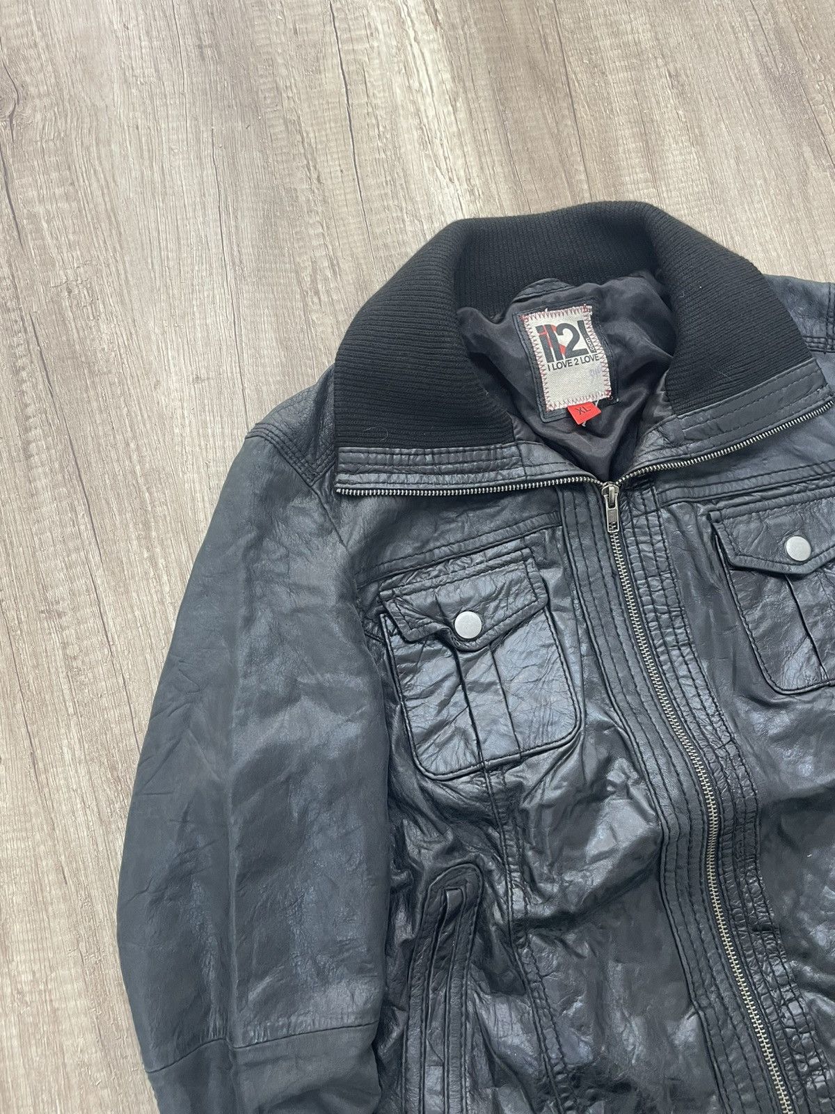 14th Addiction Rare leather bomber jacket 14th addiction style multipocket Size US M / EU 48-50 / 2 - 5 Thumbnail