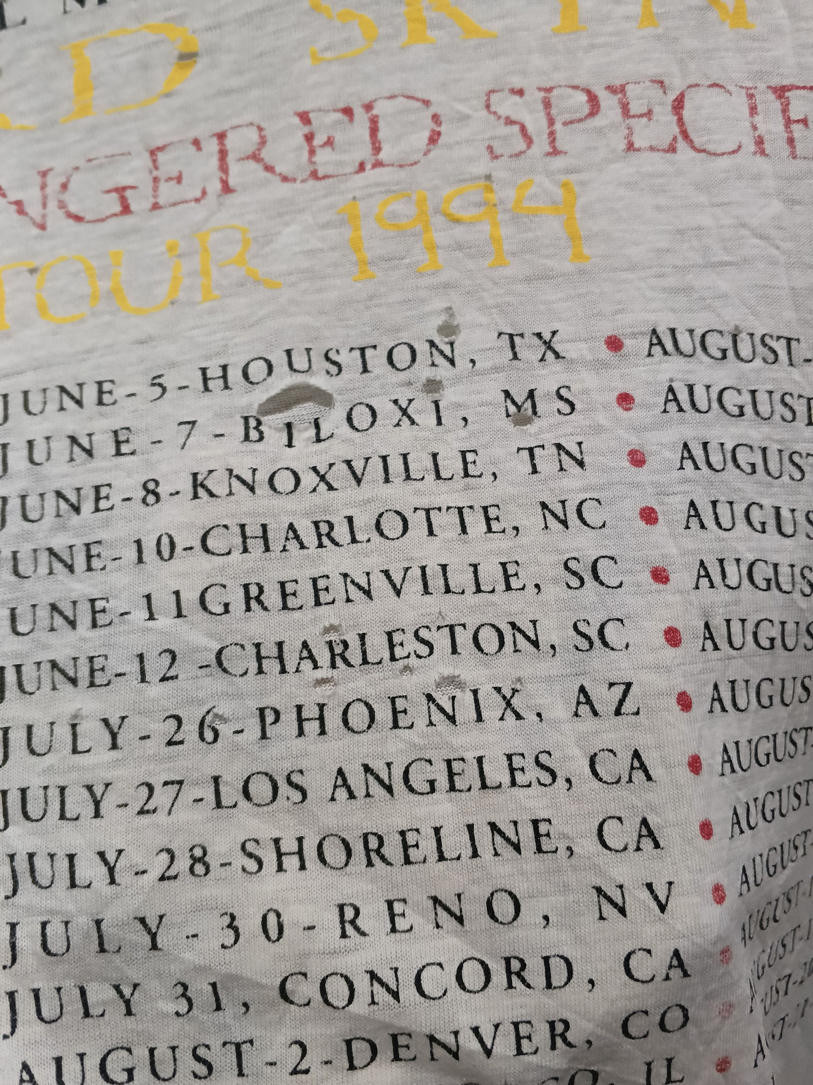 Band Tees Vintage Lynyrd Skynyrd Endangered Species Tour 1994 Size US L / EU 52-54 / 3 - 7 Thumbnail