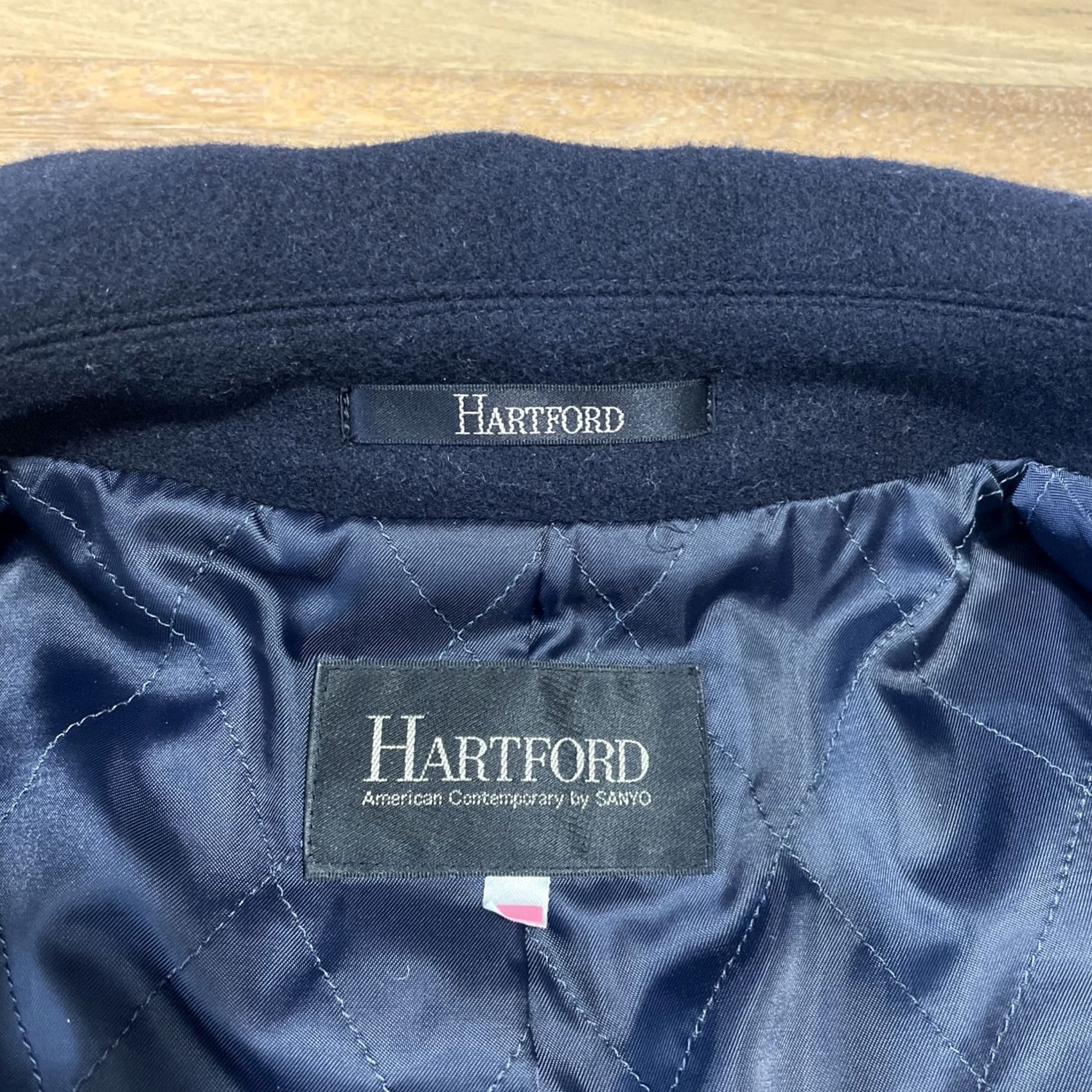 Hartford Hartford Sanyo Peacoat Coat Men L Navy Blue Tweed Wool Button Reg Navy Classic Luxury Size US L / EU 52-54 / 3 - 3 Thumbnail