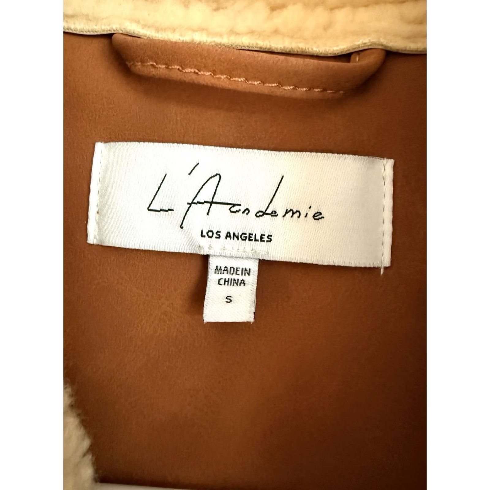 Vintage L’academie Revolve Womens Small Bomber Jacket Brown Faux Leather /Fur Cozy Cropped Size S / US 4 / IT 40 - 3 Thumbnail