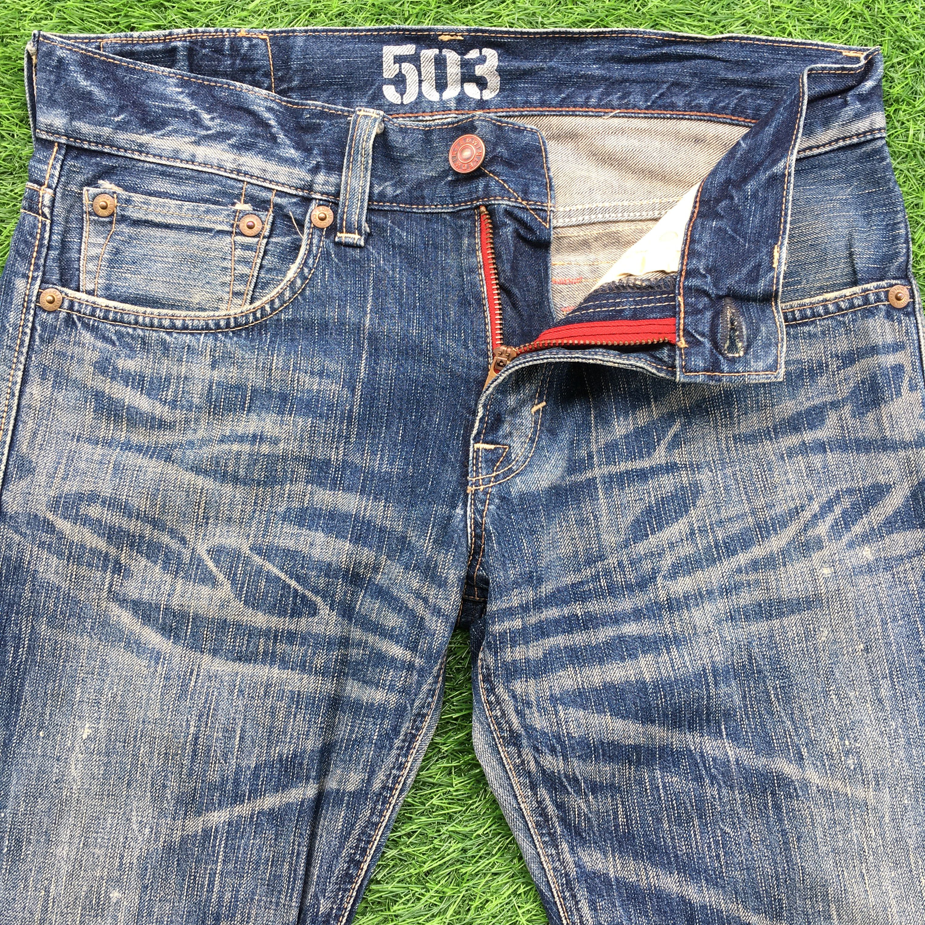 Edwin × Japanese Brand Flare 90s Style Edwin 503 Flare BlueTrip Distress Jean D-995 Size US 32 / EU 48 - 3 Thumbnail