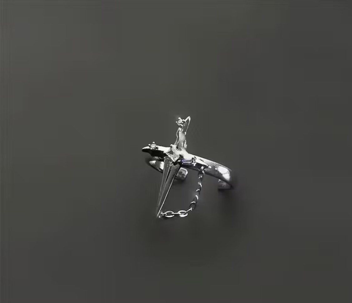 Jewelry Cross Chain Punk Ring Size ONE SIZE - 2 Thumbnail