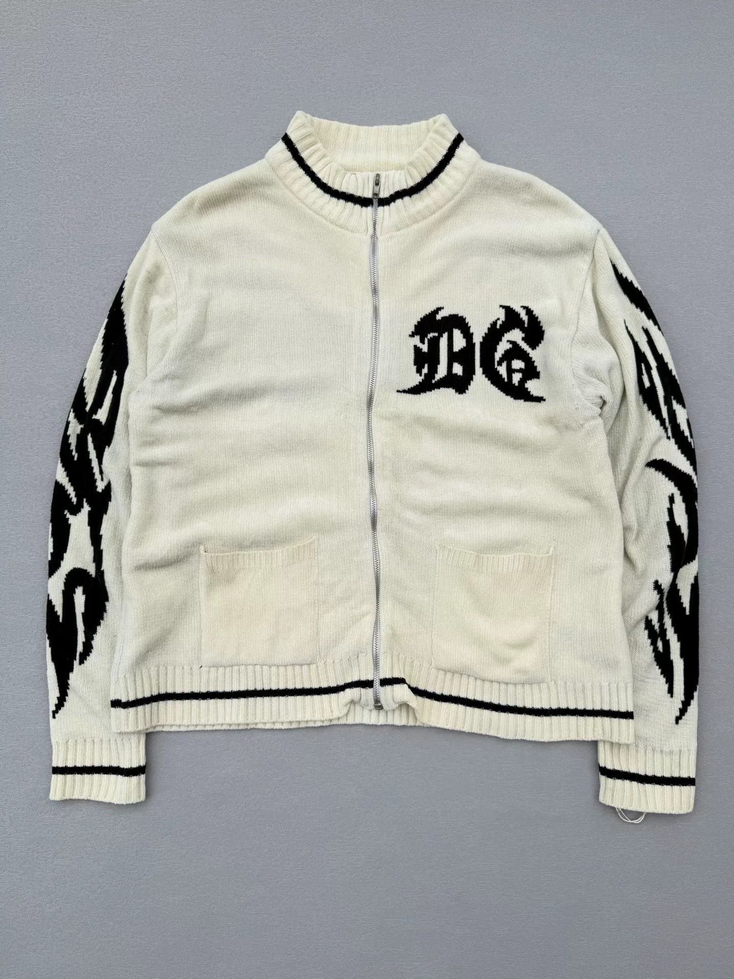 Vintage Vintage 90s D-GARG Dragon Zip Sweater Size US L / EU 52-54 / 3 - 1 Thumbnail