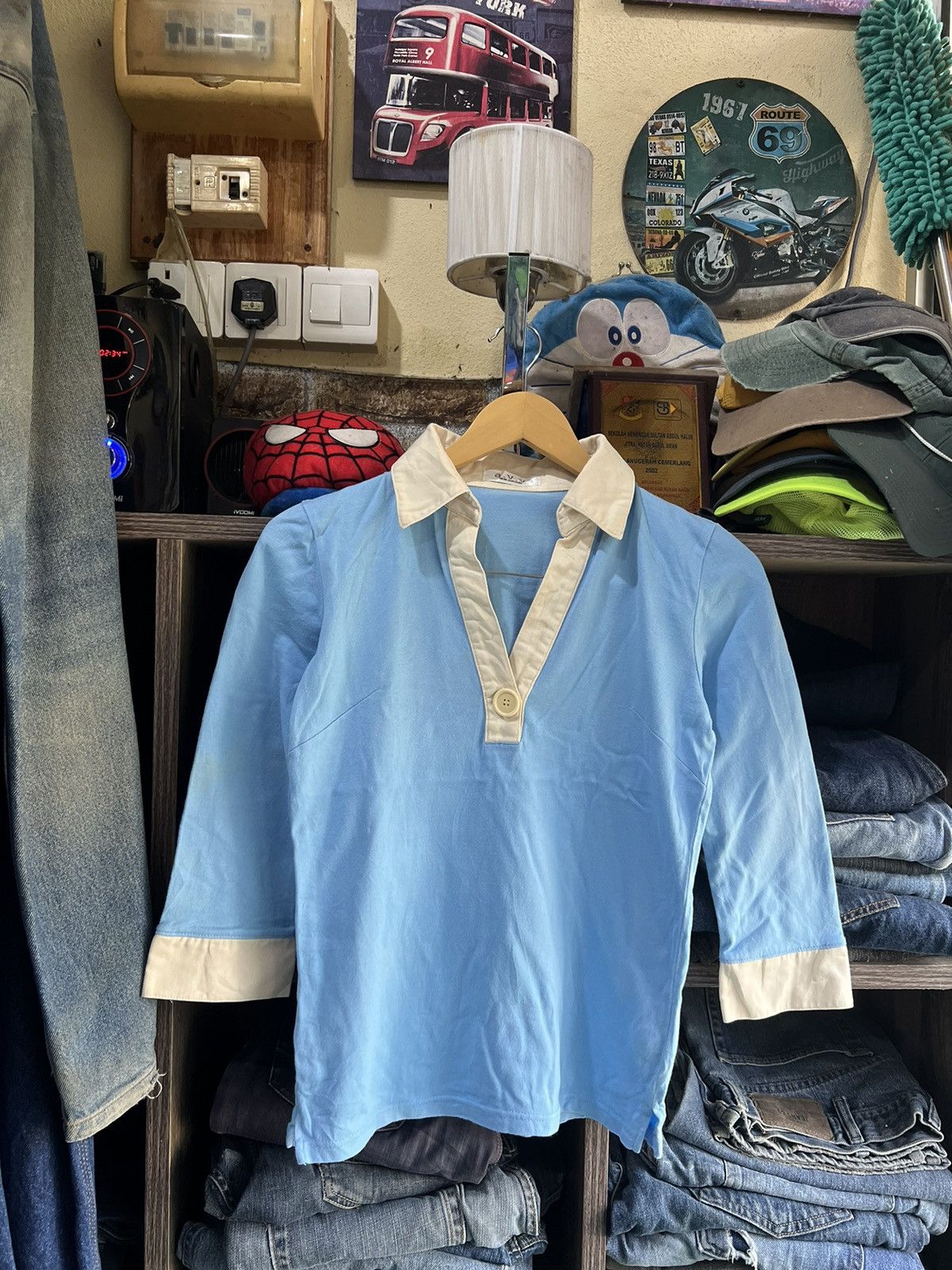 image of Avv Michel Klein Long Sleeves Polos in Blue, Women's (Size Small)
