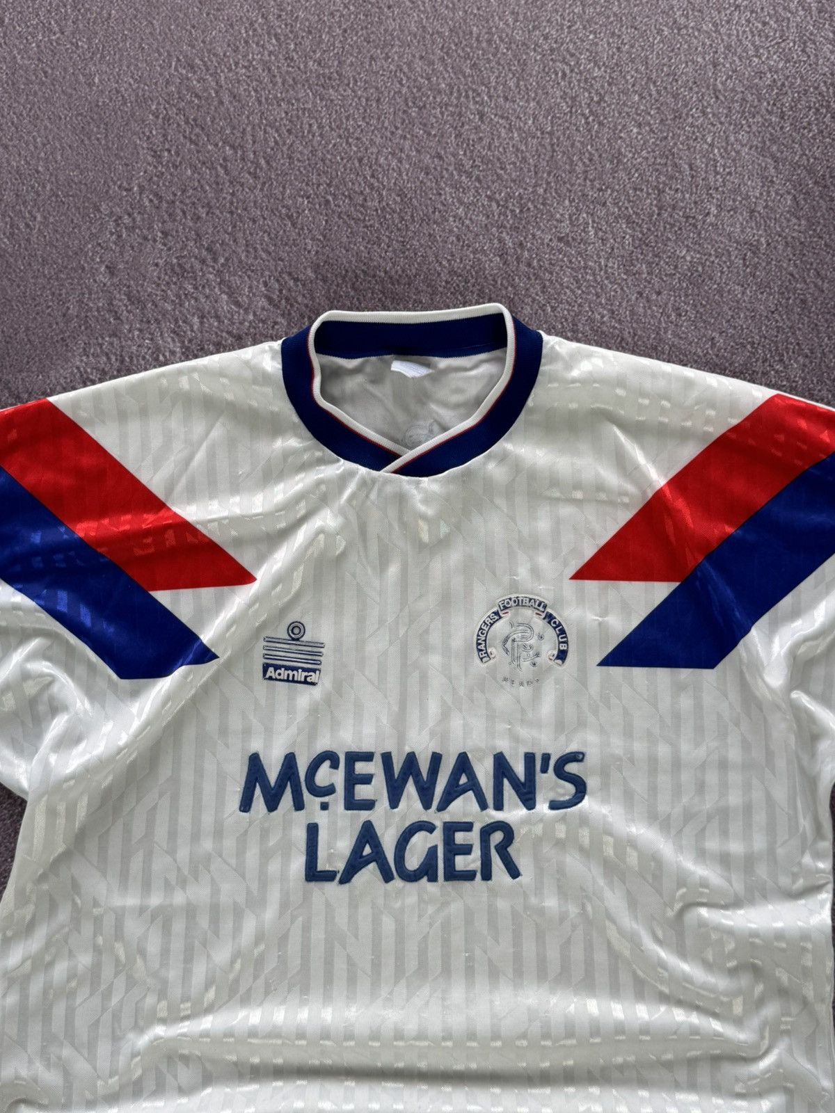 Vintage Admiral Rangers 1990 1991 1992 Away Football Soccer Jersey Size US L / EU 52-54 / 3 - 2 Thumbnail