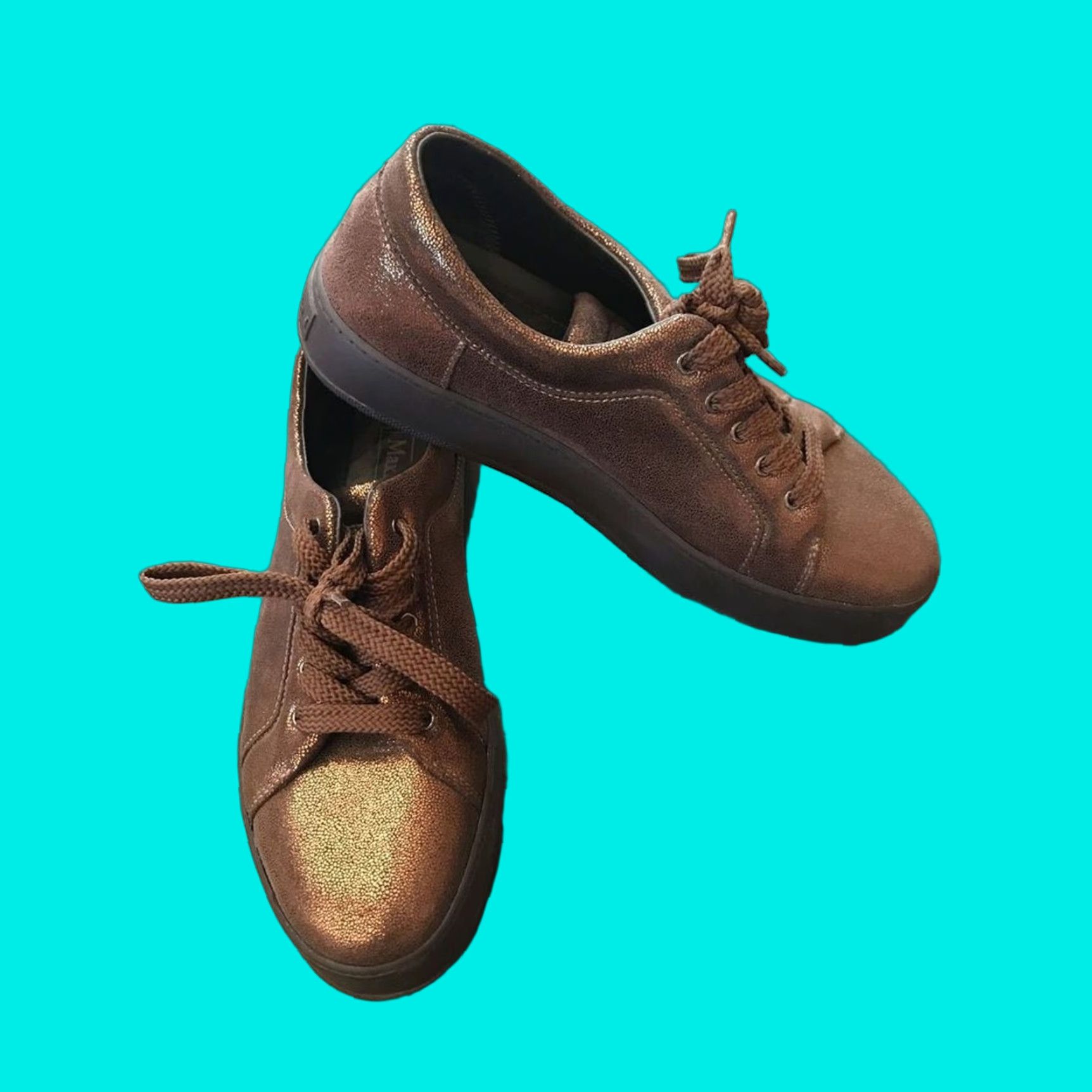 Max Mara Max Mara Women Copper Metallic Maxiv Leather Lace Up Tie Sneakers EU 38 US 7.5 Size US 8 / IT 38 - 1 Thumbnail
