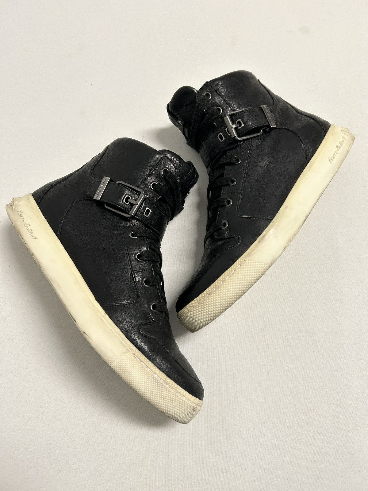 Balmain 2012 Buckle Strap Leather High-Top Sneakers Size US 10 / EU 43 - 4 Thumbnail
