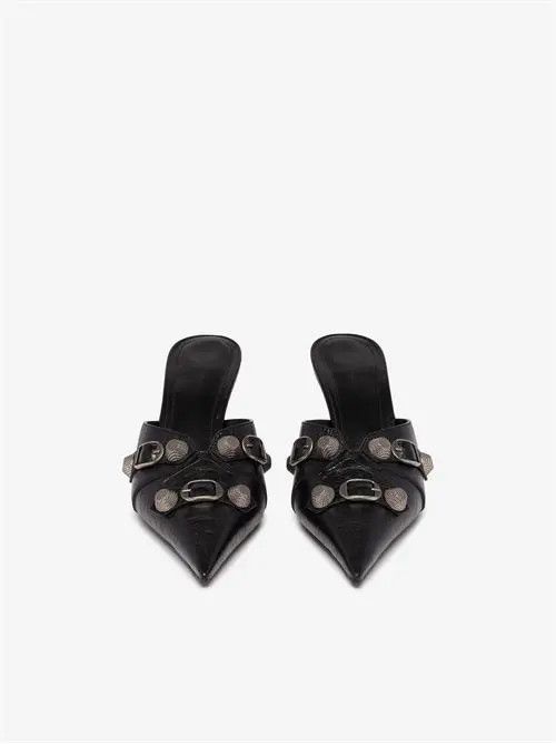 Balenciaga o1s1rm1024 Cagole 70mm Mules in Black/Silver Size US 10 / IT 40 - 4 Thumbnail