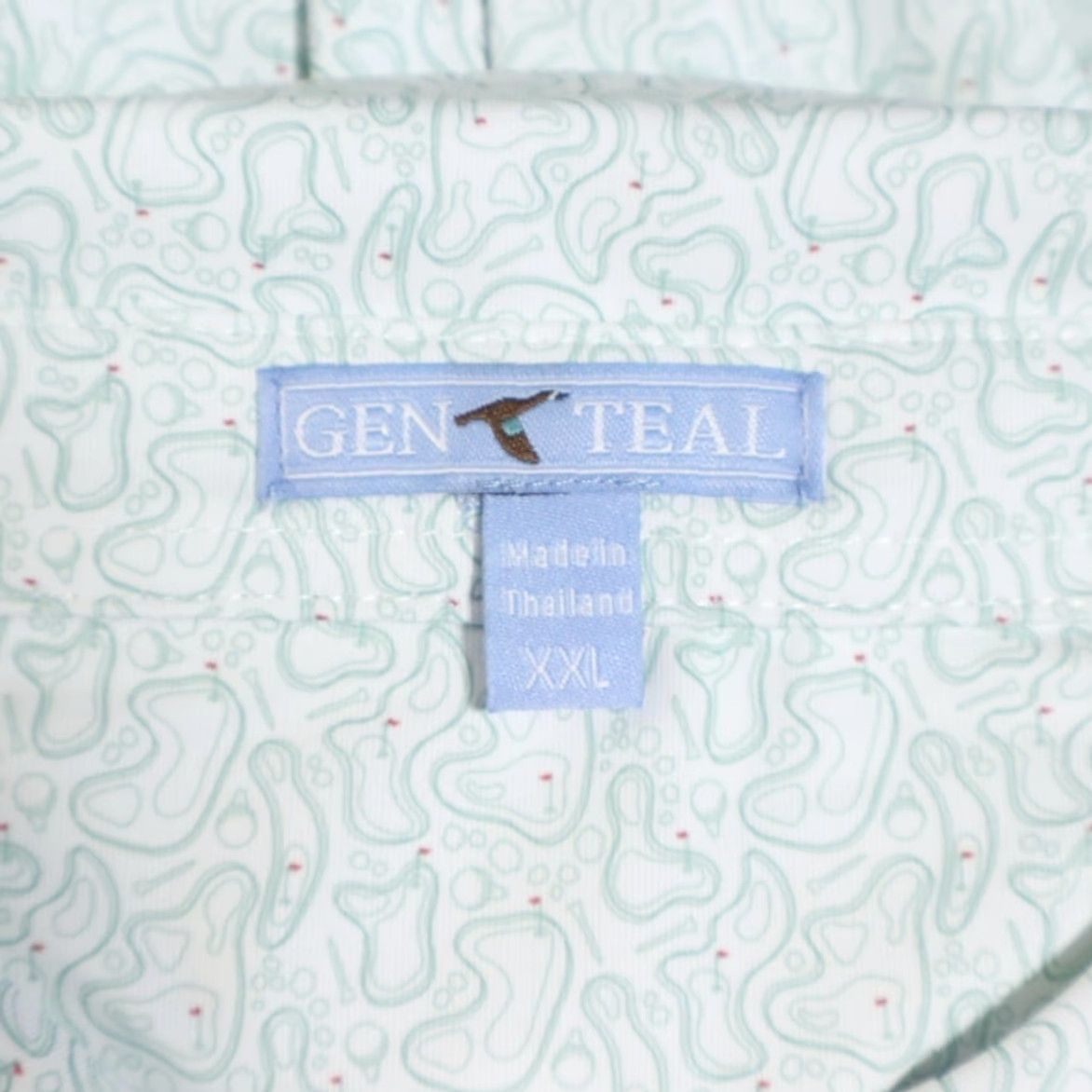 Vintage Genteal Polo Shirt Mens 2XL White Burr Printed Golf Greens All Over Print High Stretch Short Sleeve Collared Shirt Size US XXL / EU 58 / 5 - 5 Thumbnail