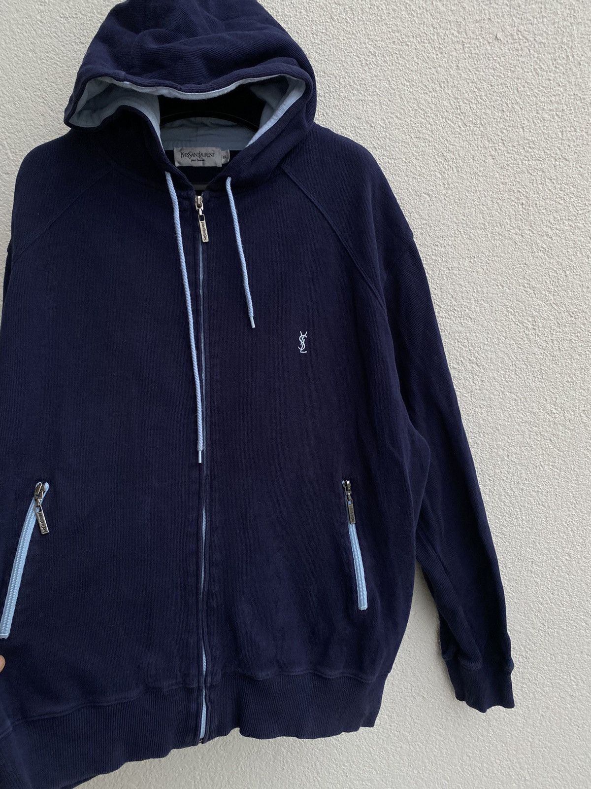 Yves Saint Laurent YSL Hoodie Zip YSL Sweatshirt Navy Size US XL / EU 56 / 4 - 9 Thumbnail