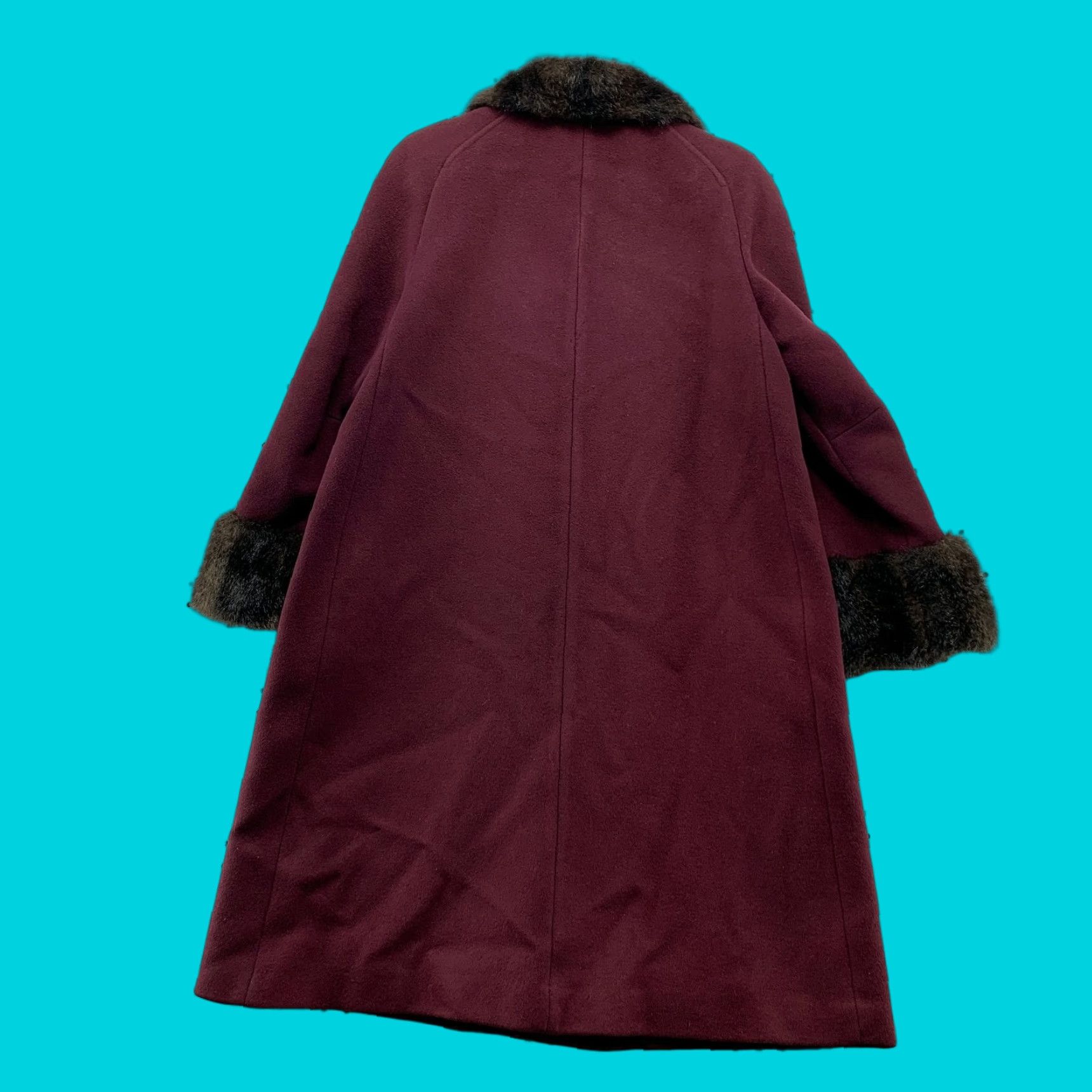 Vintage VINTAGE Forstmann Coat Womens XL Maroon 100% Wool Faux Fur Trim Overcoat Trench Long Sleeve Dry Clean Only Size XL / US 12-14 / IT 48-50 - 1 Thumbnail