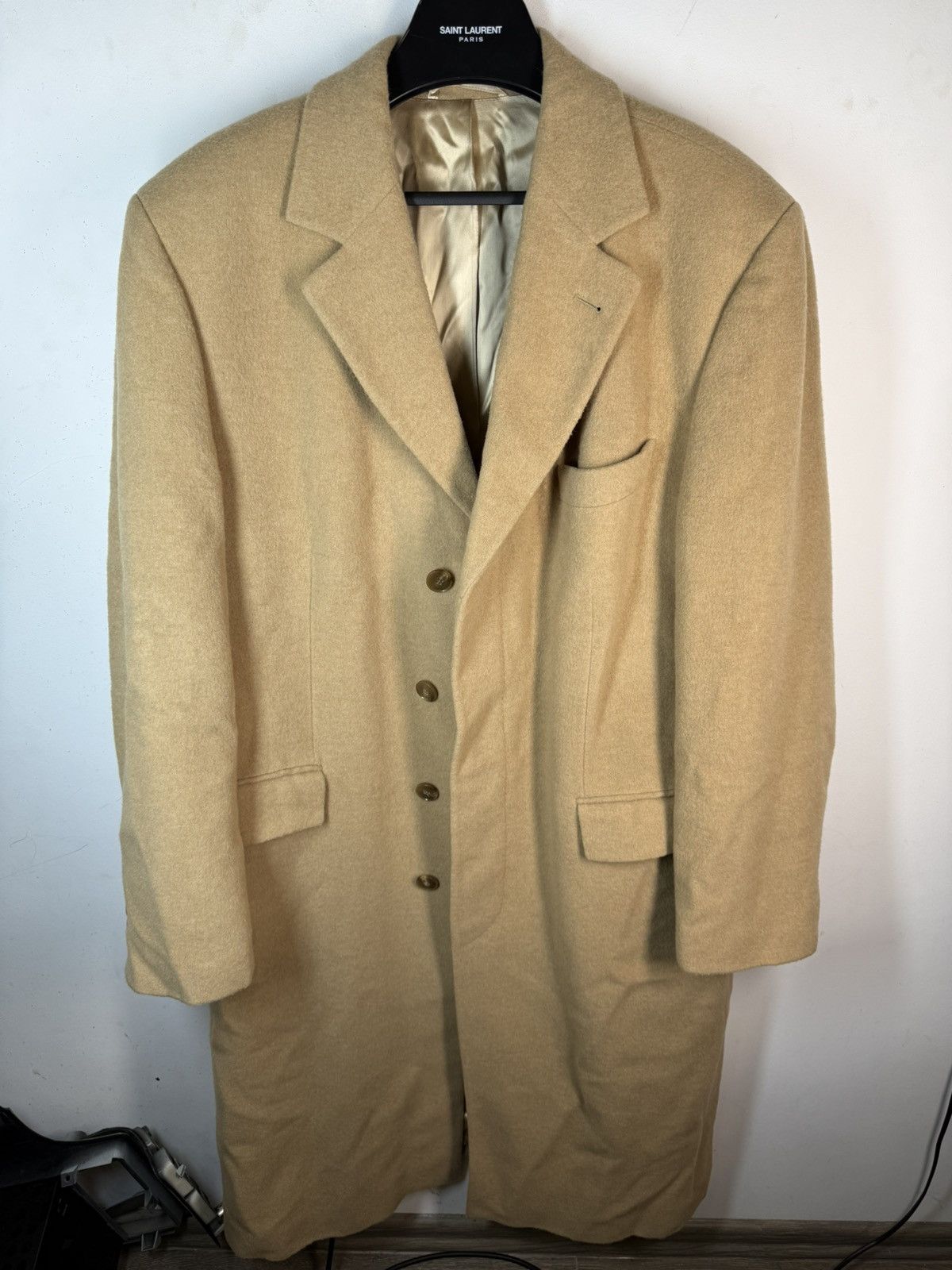 Camel Wool YSL Coat Soft Heavy Soft Long Beige