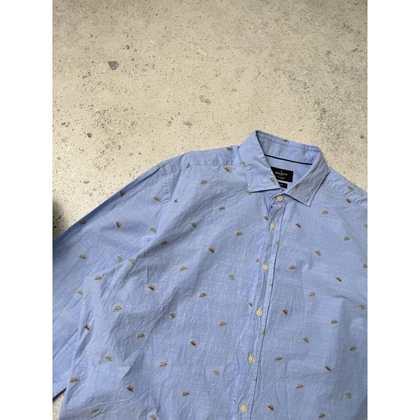 Hackett Hackett London Men Blue Hat Pattern Button Up Shirt Size XXL Size US XXL / EU 58 / 5 - 2 Thumbnail