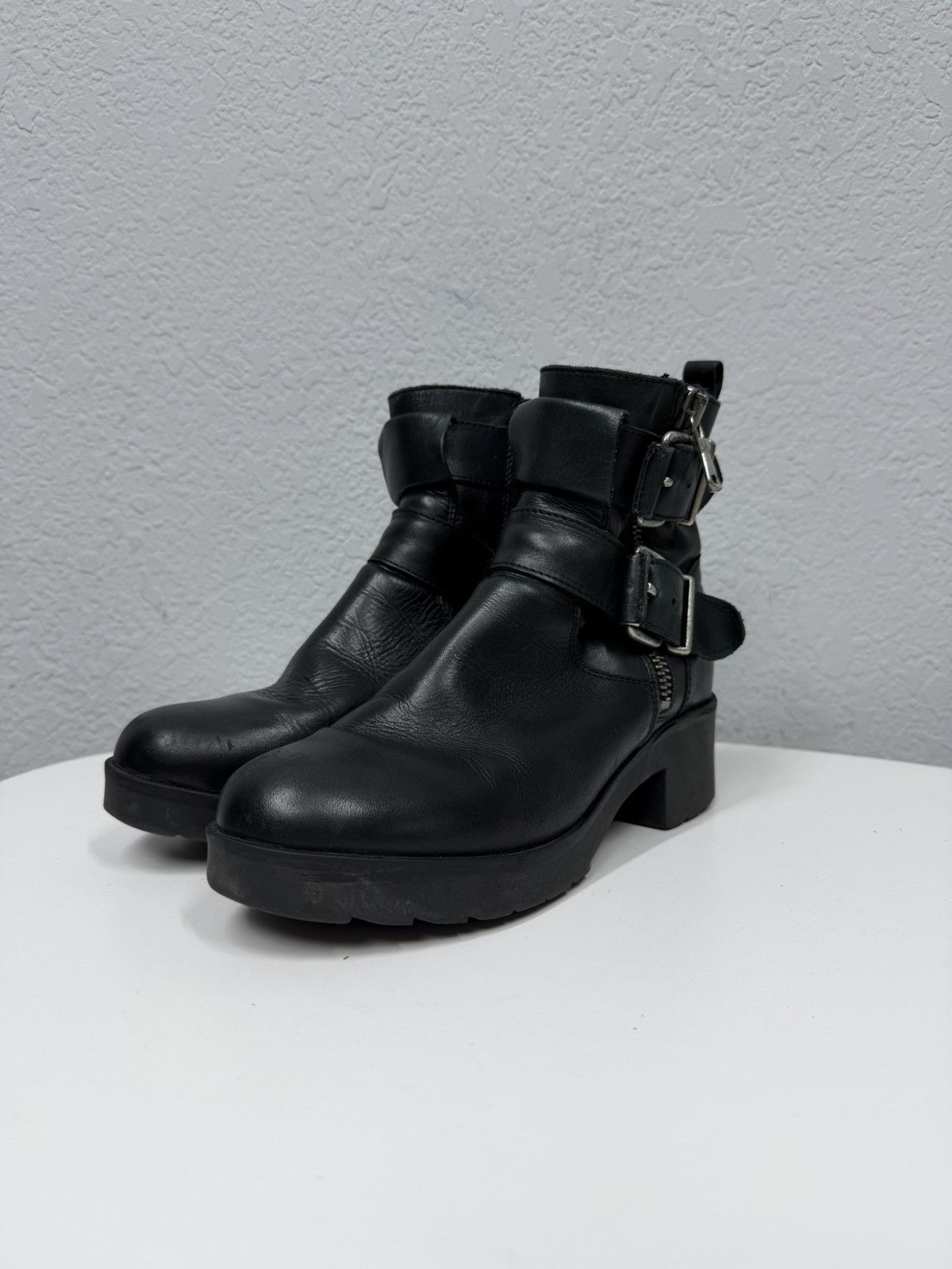 Vintage Vintage Italian AS 98 Rick Owens Style Leather Biker Boots Size US 6.5 / EU 39-40 - 3 Thumbnail