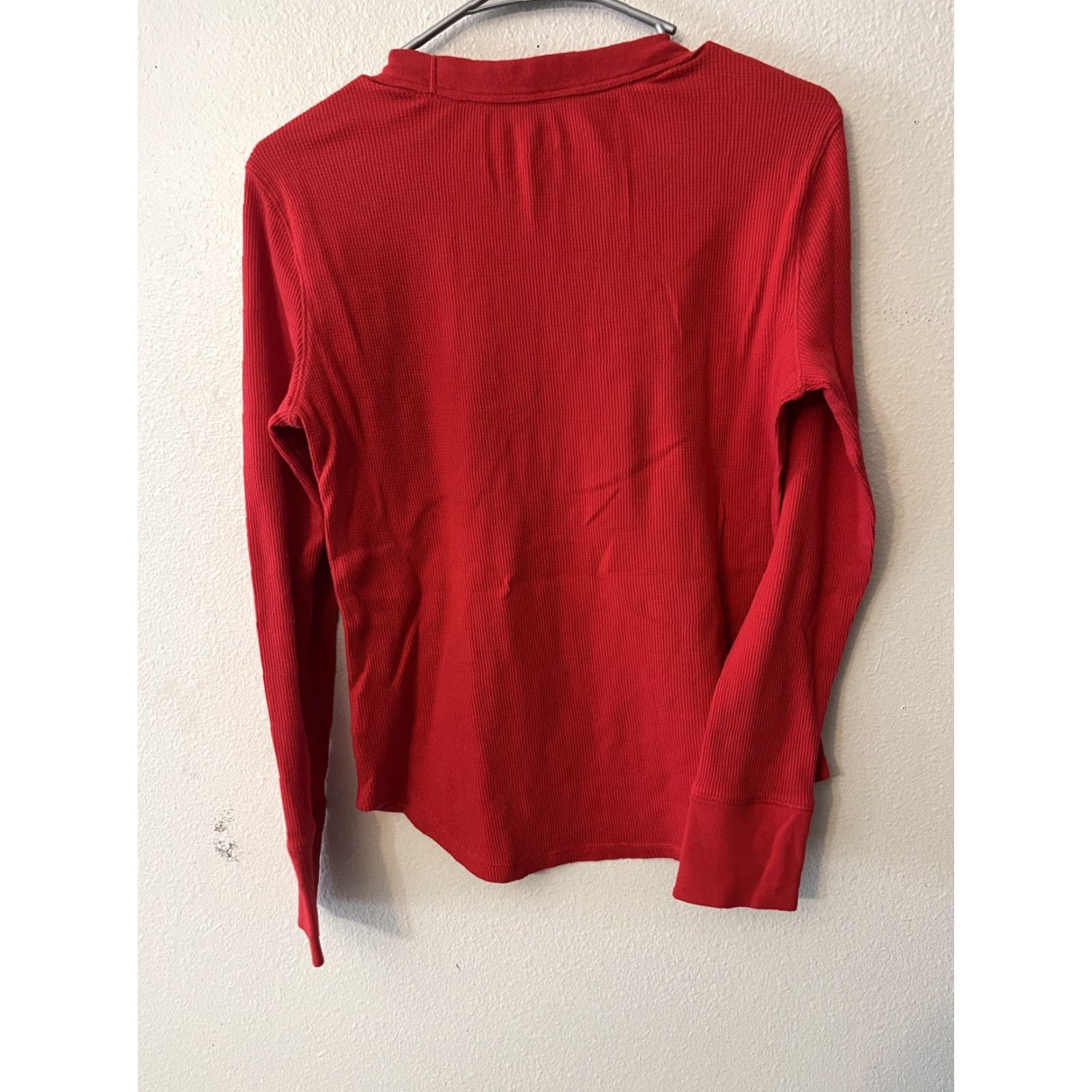Gap VINTAGE Gap Women LP Petite Red Tee Waffle Long Sleeve Crew Neck T-Shirt Size L / US 10 / IT 46 - 2 Thumbnail