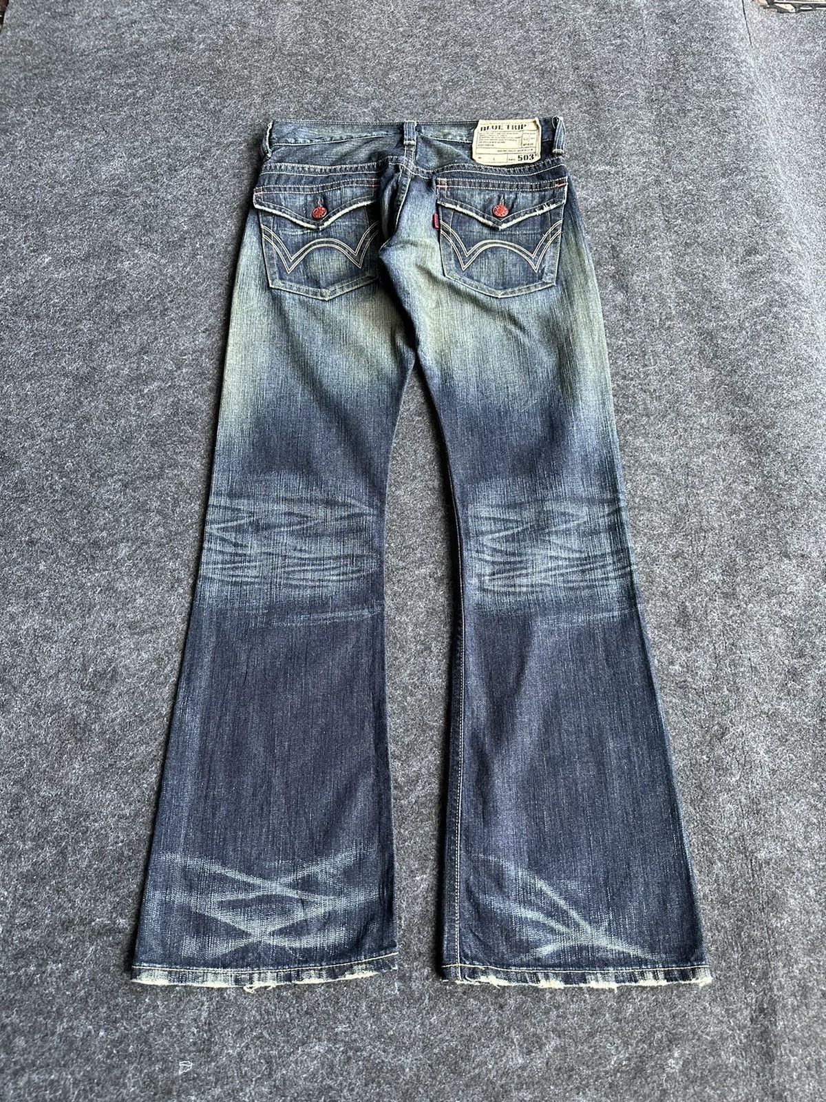 Edwin Vintage Edwin 503 Blue Trip Flare Washed Denim D383 Size US 28 / EU 44 - 5 Thumbnail