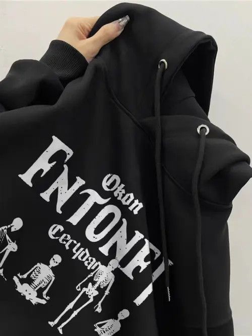 Designer Hip Hop Street Skull Letter Casual Hooded Sweatshirt XL Size US XL / EU 56 / 4 - 3 Thumbnail