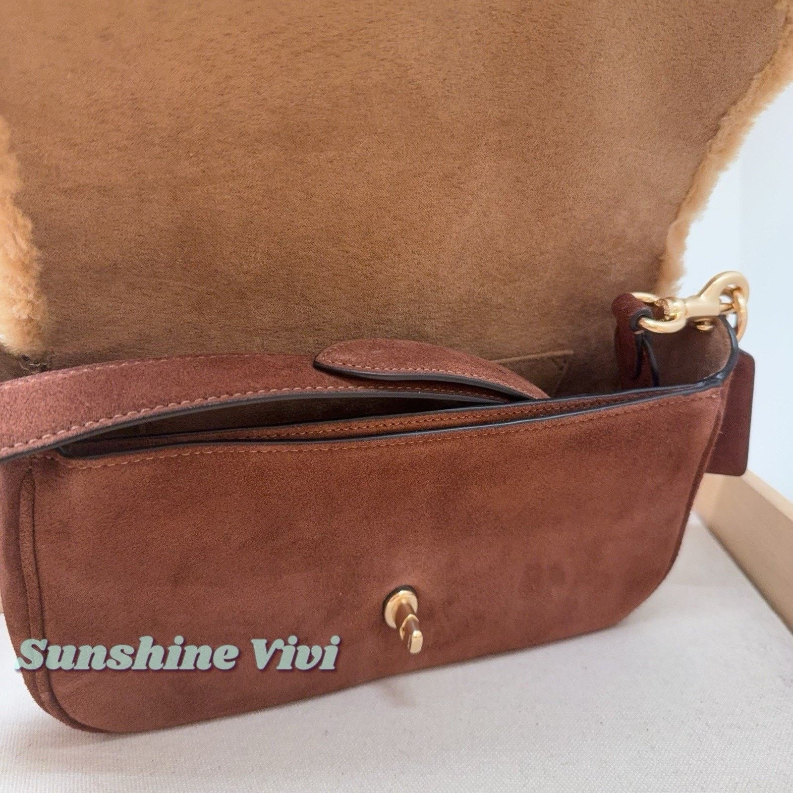 Coach NWT Coach Hadley Shoulder Bag CDL68 Suede Vintage Brown Size ONE SIZE - 8 Thumbnail