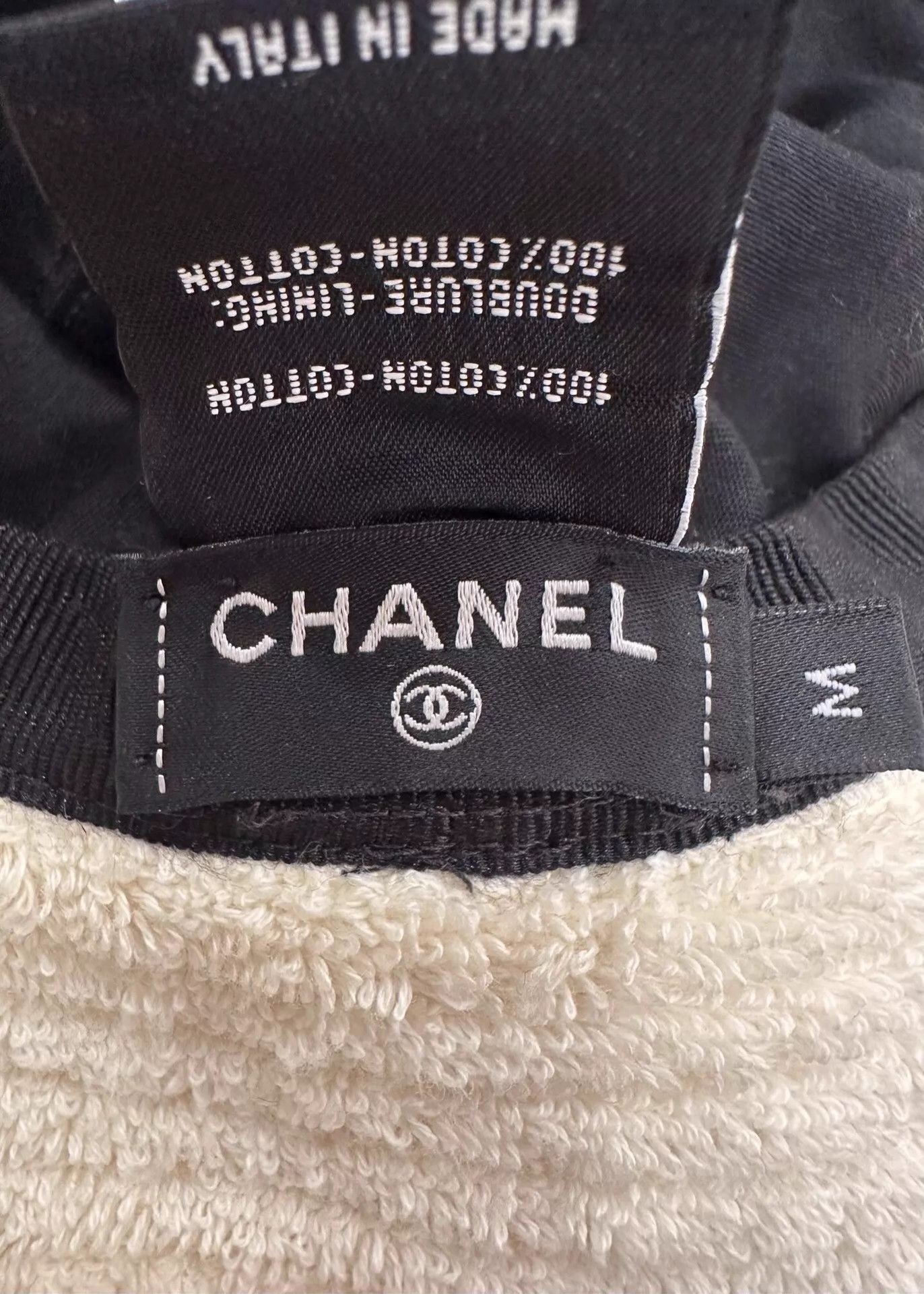 Chanel Chanel Black Embroidered Logo White Towel Bucket Hat Size ONE SIZE - 6 Thumbnail
