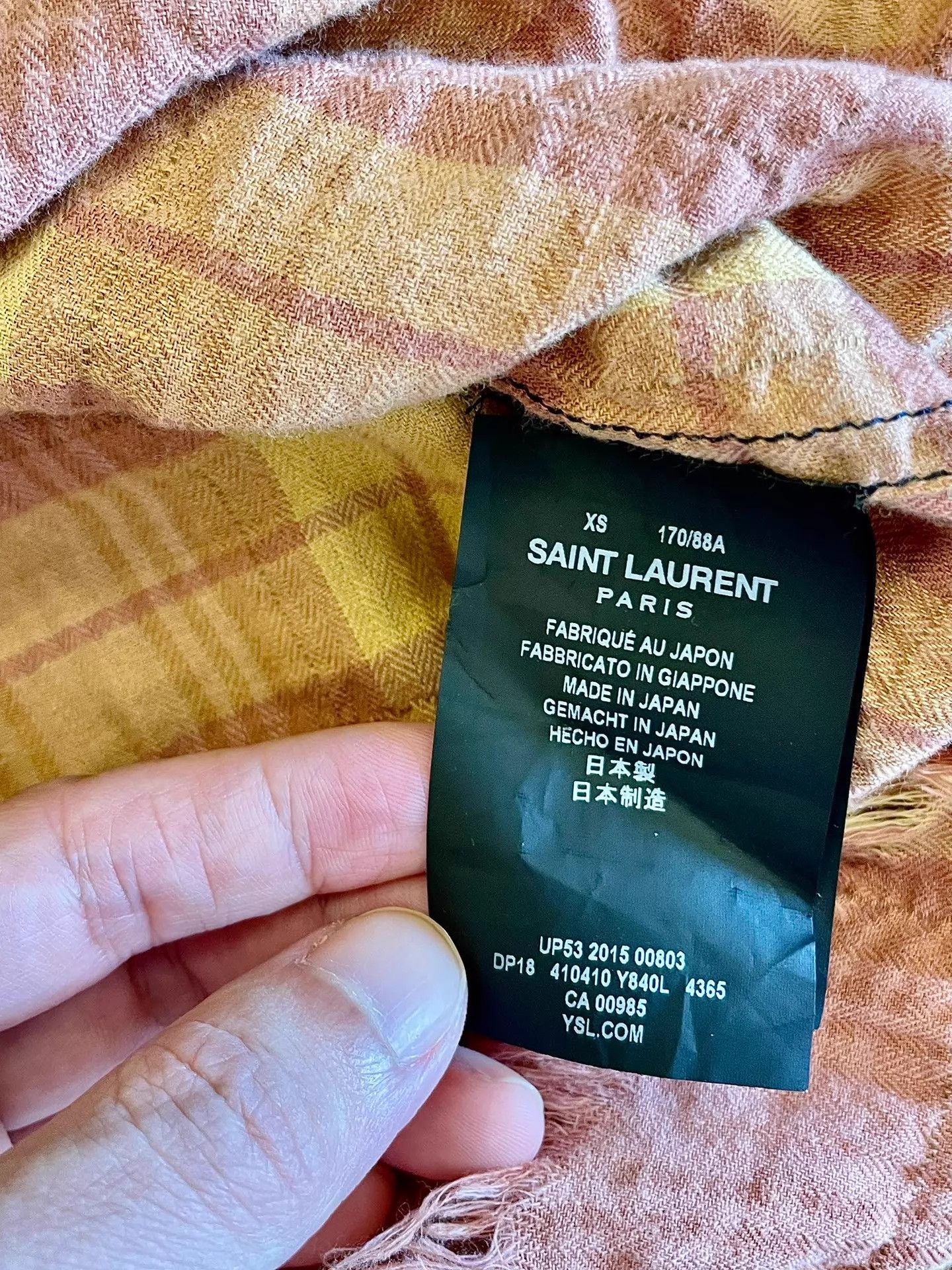 Yves Saint Laurent YSL 16ss red blue tie-dye distressed plaid shirt xs Size US XS / EU 42 / 0 - 6 Thumbnail