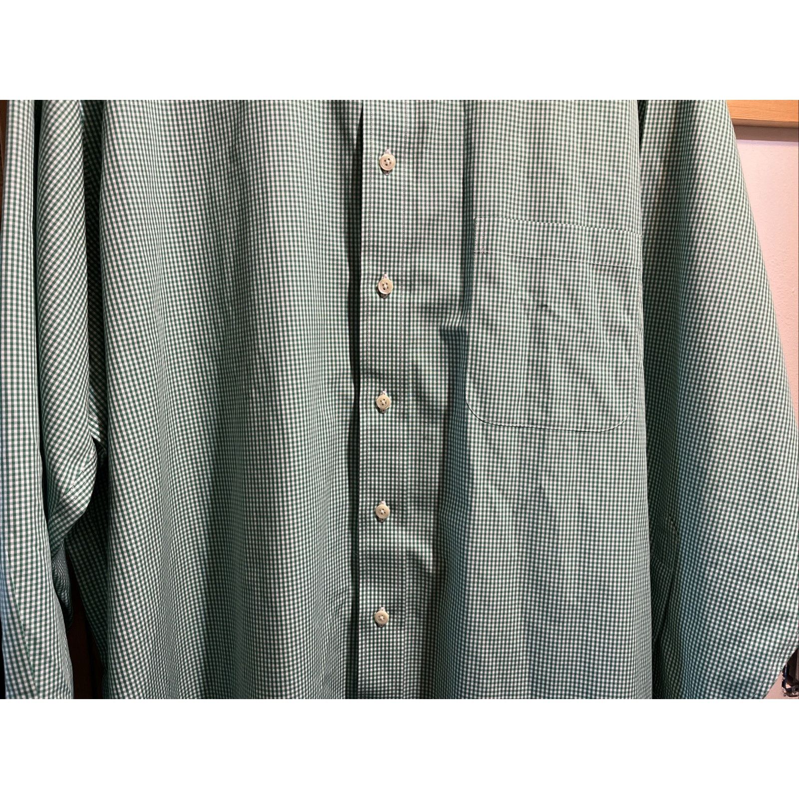 Paul Fredrick Paul Fredrick Two-Ply Cotton Shirt Mens 18 34 Green Plaid LS Size US XXL / EU 58 / 5 - 6 Thumbnail