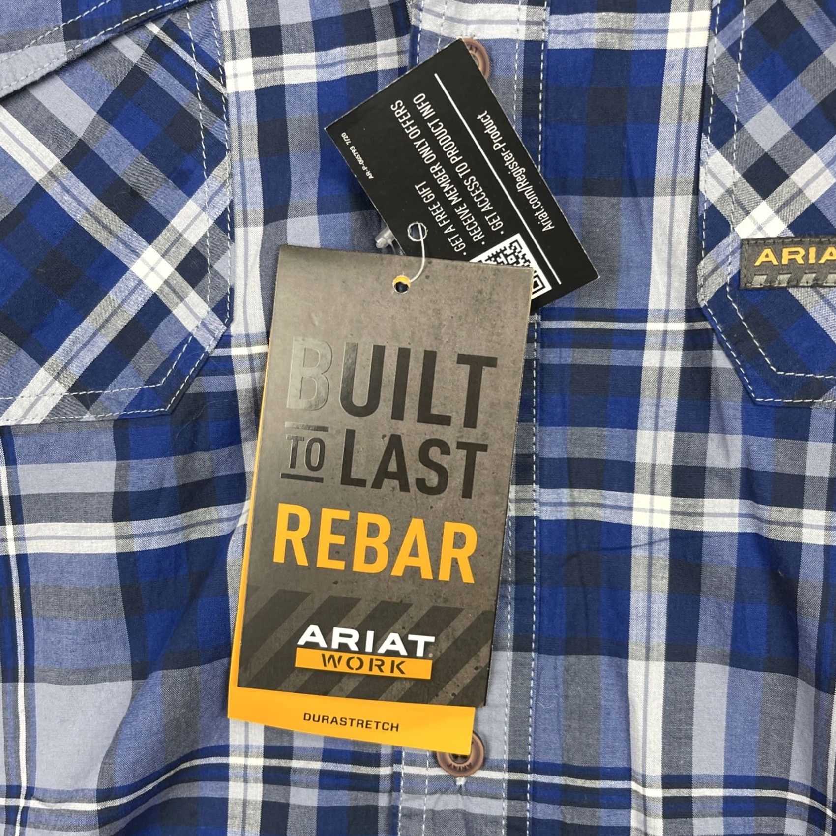 Ariat Ariat Rebar Shirt Mens Small Blue Plaid Durastretch Button Down Work Wear Pocket Size US S / EU 44-46 / 1 - 4 Thumbnail