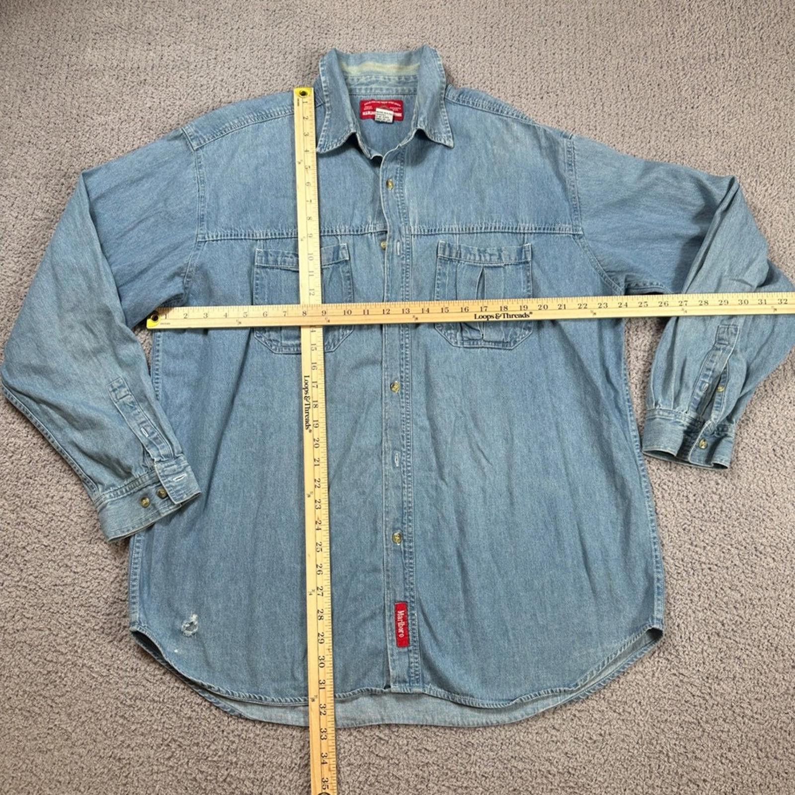 Other Vintage Marlboro Country Store Denim Shirt Long Sleeve MenXL Size US XL / EU 56 / 4 - 2 Thumbnail