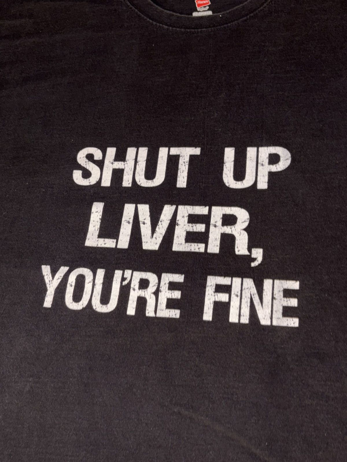 Vintage Y2K Humor Shut Up Liver You're Fine Drunk Meme Black T-Shirt Size US XXL / EU 58 / 5 - 2 Thumbnail