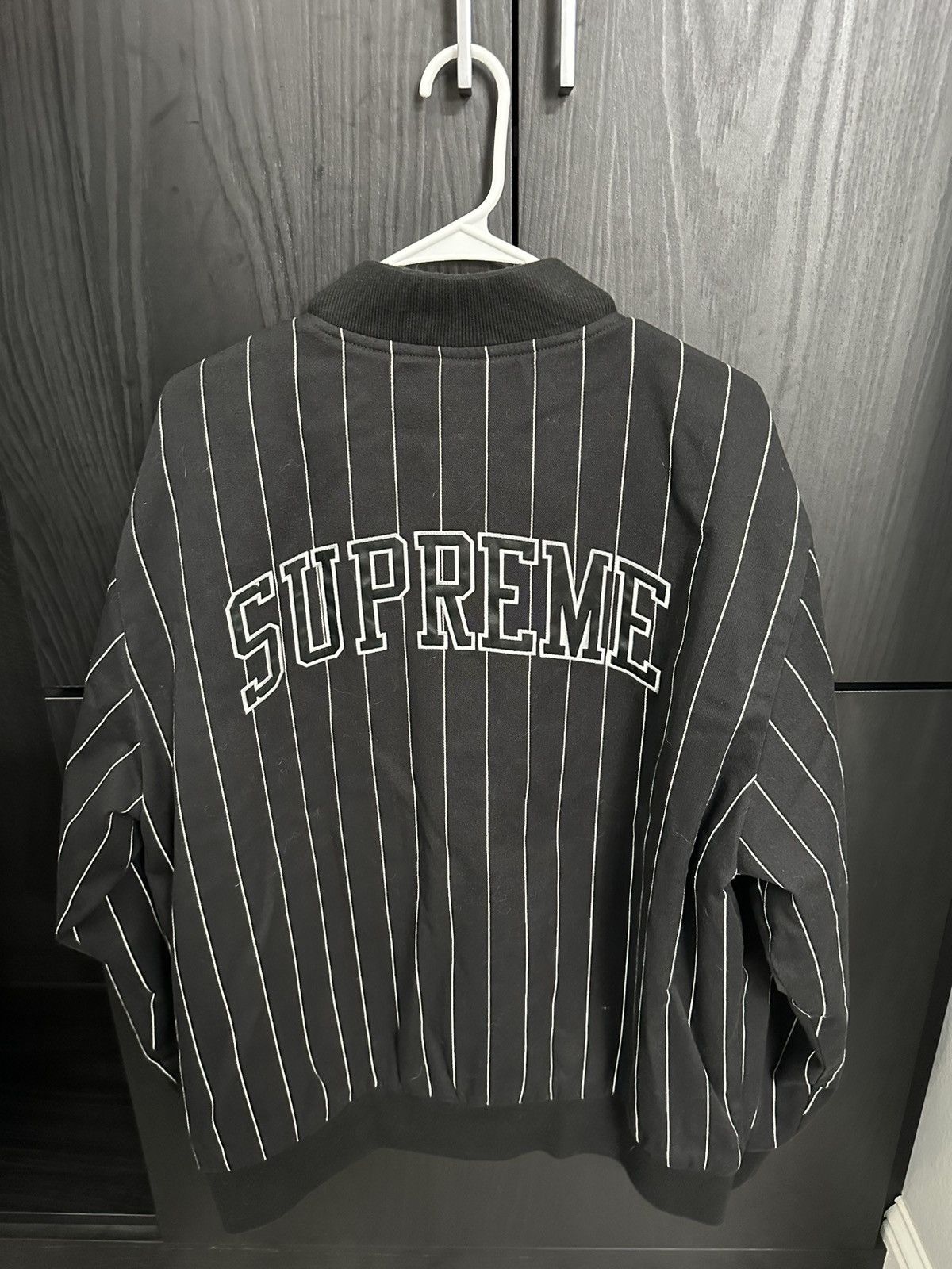 Supreme Supreme Pinstripe Varsity Jacket Black SS19 Size US XL / EU 56 / 4 - 6 Thumbnail