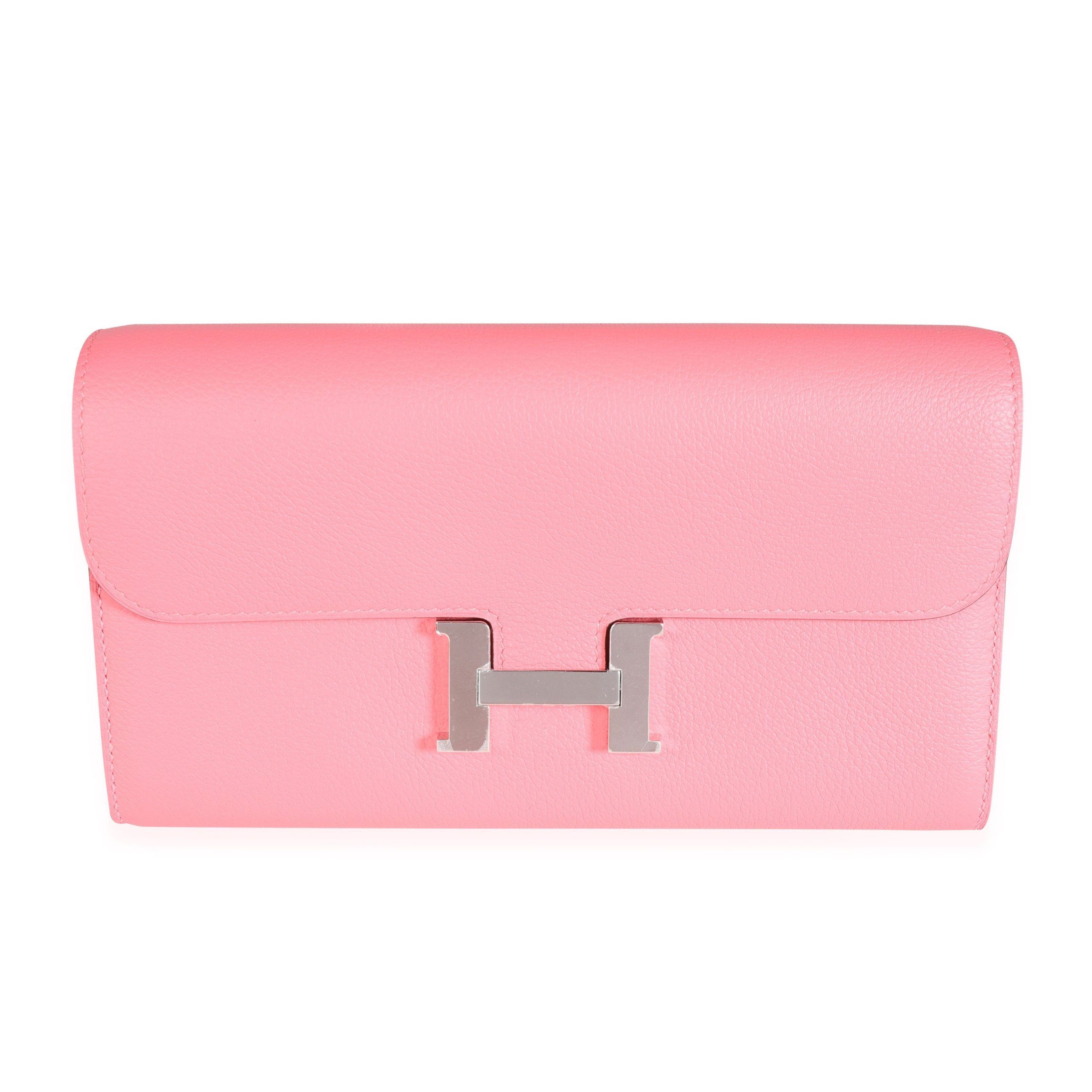 image of Hermes Rose Azalee Evercolor Constance To Go Wallet Phw in Pink, Women's