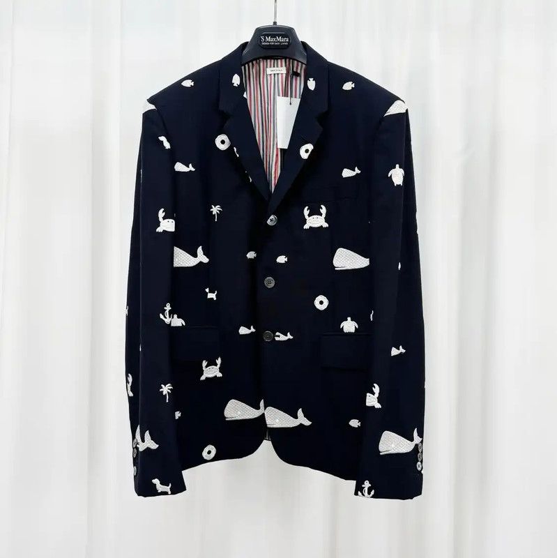 Thom Browne Thom Browne Black Wool Embroidered Long Coat 0089 Size US S / EU 44-46 / 1 - 1 Thumbnail