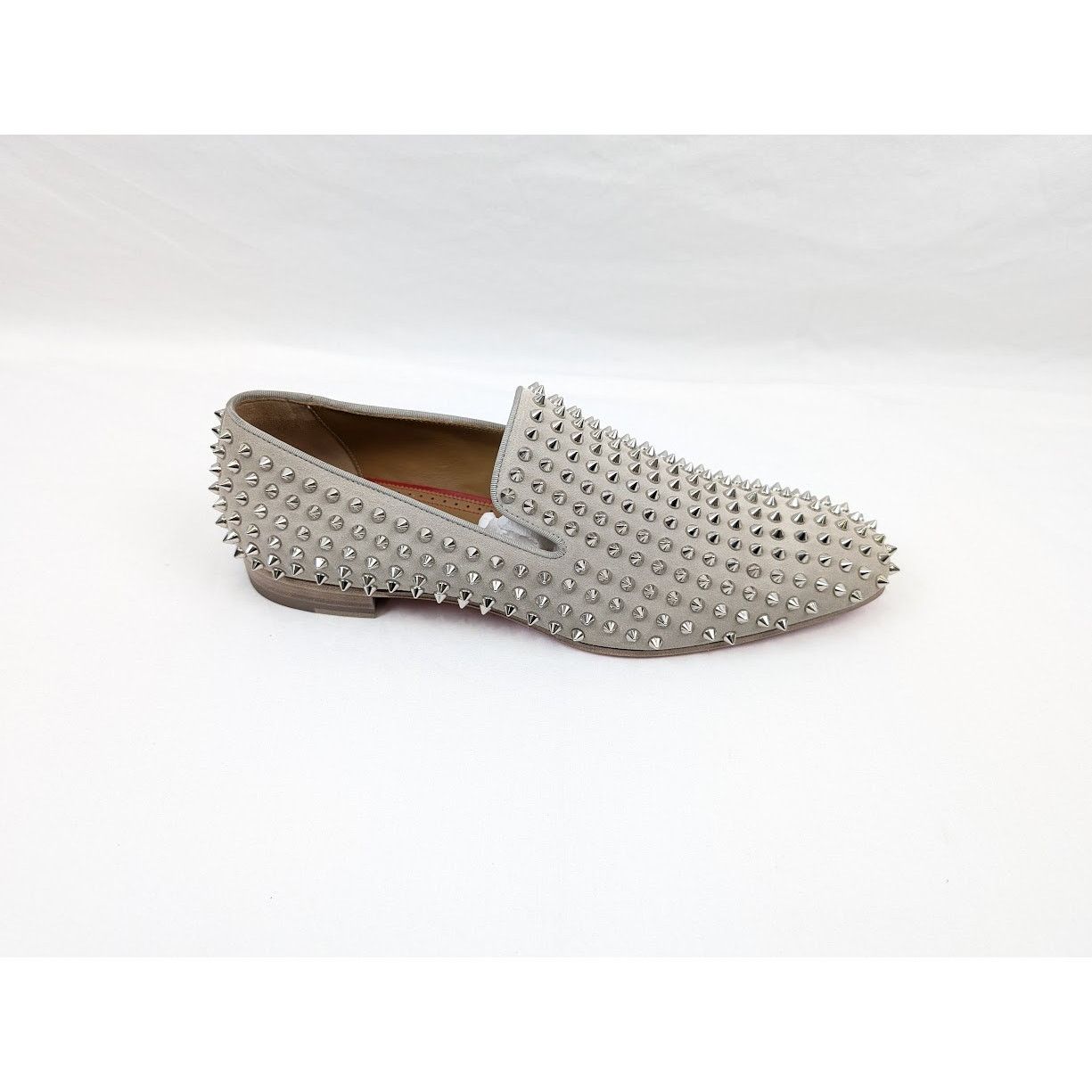 Christian Louboutin o1rshd1 Crosta Dandelion Spikes Flat Shoes in Goose/Silver Size US 12 / EU 45 - 1 Thumbnail
