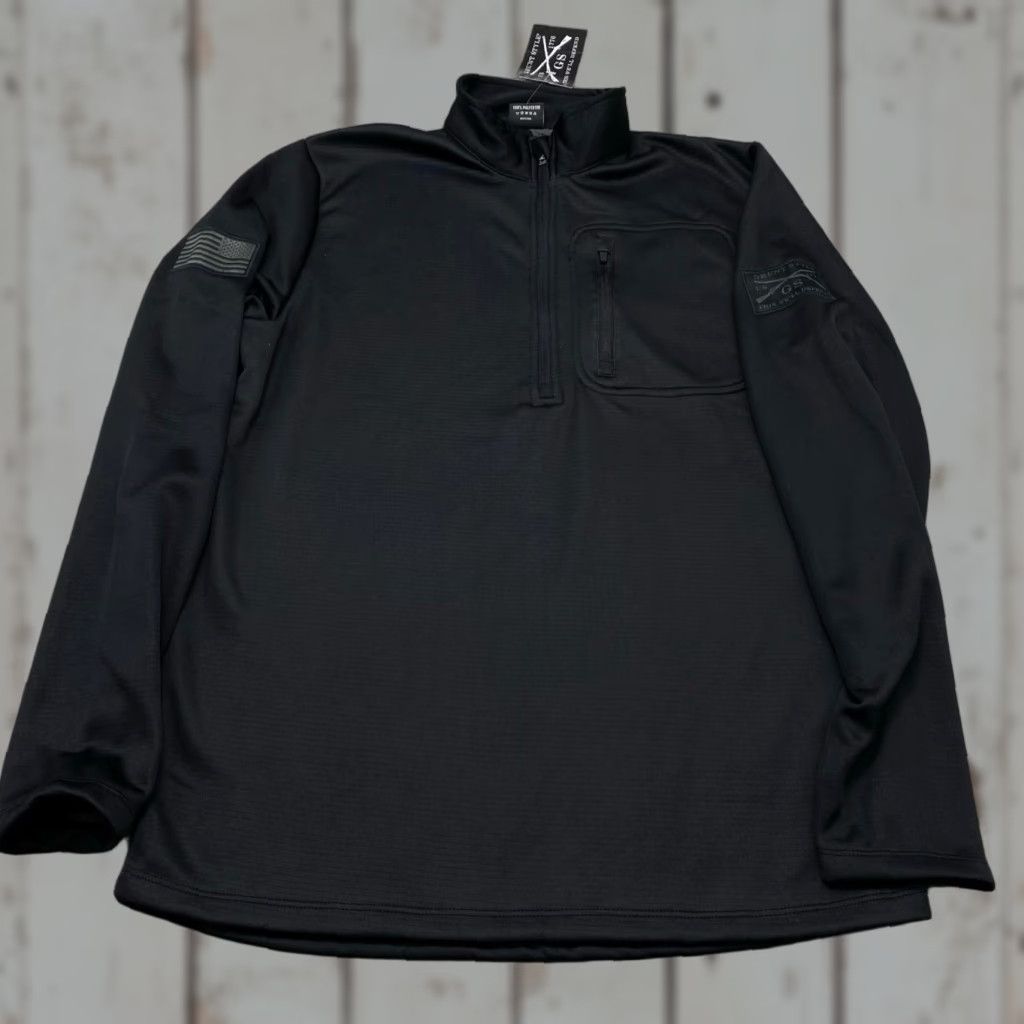 Vintage NWT Grunt Style 1/4 Zip Pullover Jacket Mens Medium Black Waffle Patch Flag Logo Patch Outdoor Patriotic 1/4 Zip Pocket Zip Size US M / EU 48-50 / 2 - 1 Thumbnail