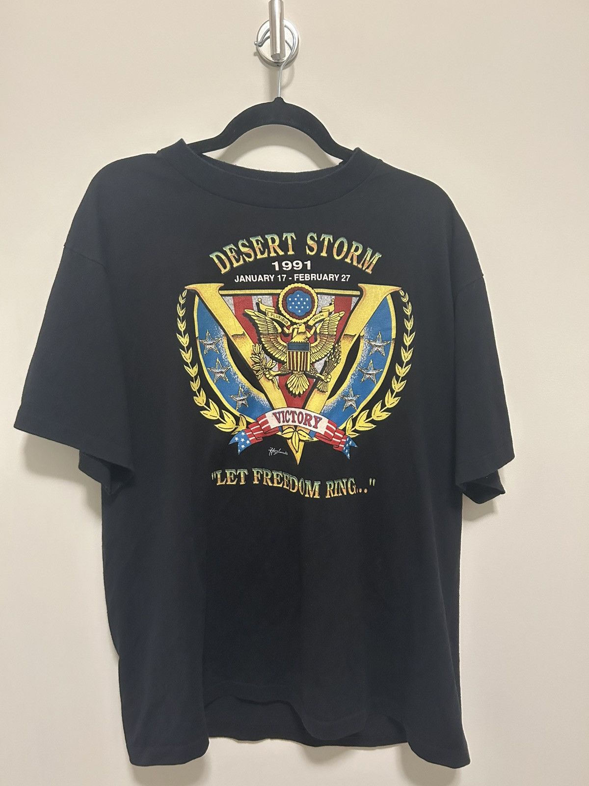 Vintage 90s Army Desert Storm USA Graphic Tee Size US XL / EU 56 / 4 - 1 Thumbnail